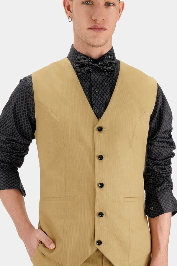 Muesli Brown Wool Rich Waistcoat
