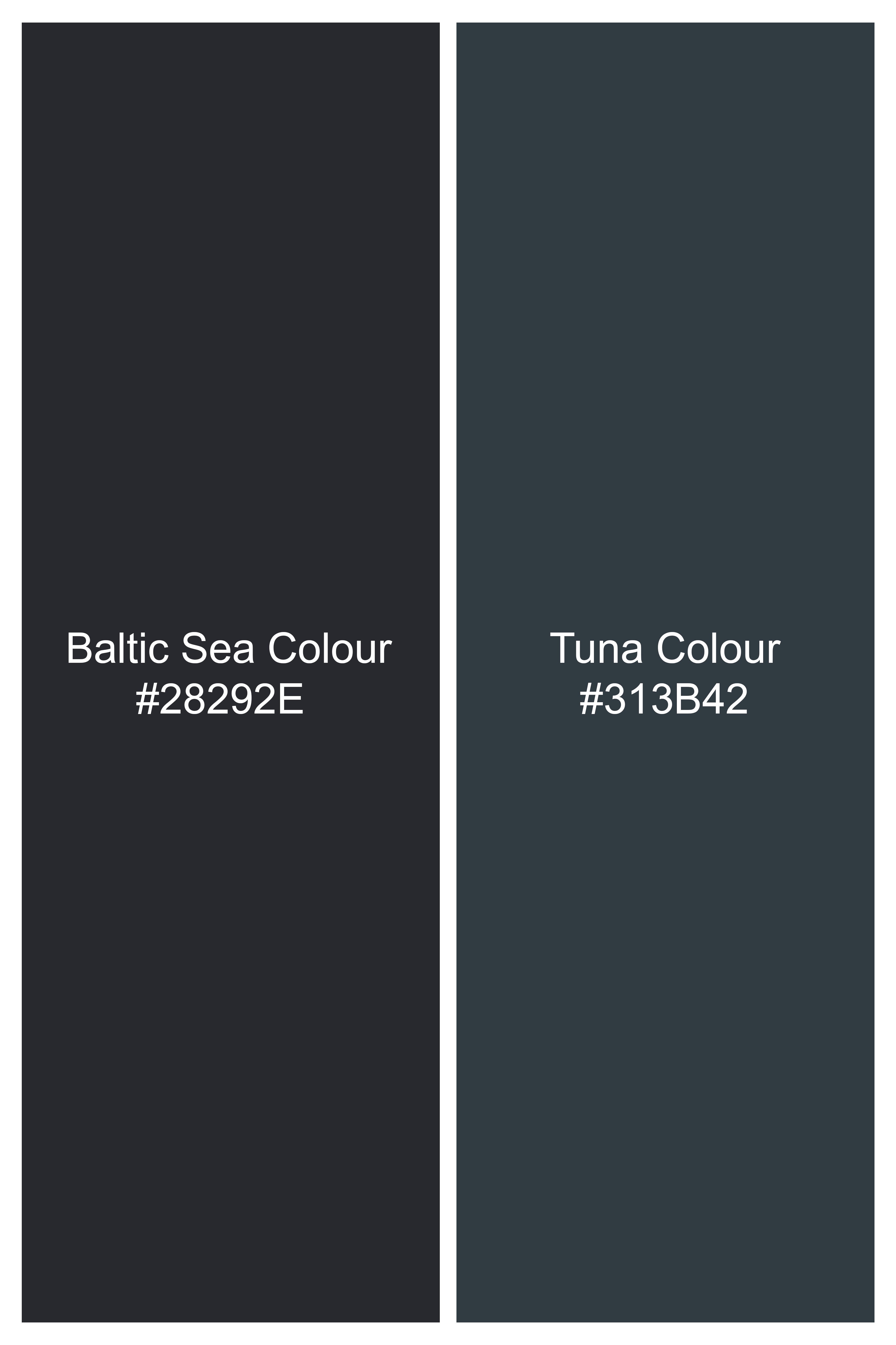 Baltic Sea Blue with Tuna Navy Blue Checkered Wool Rich Waistcoat