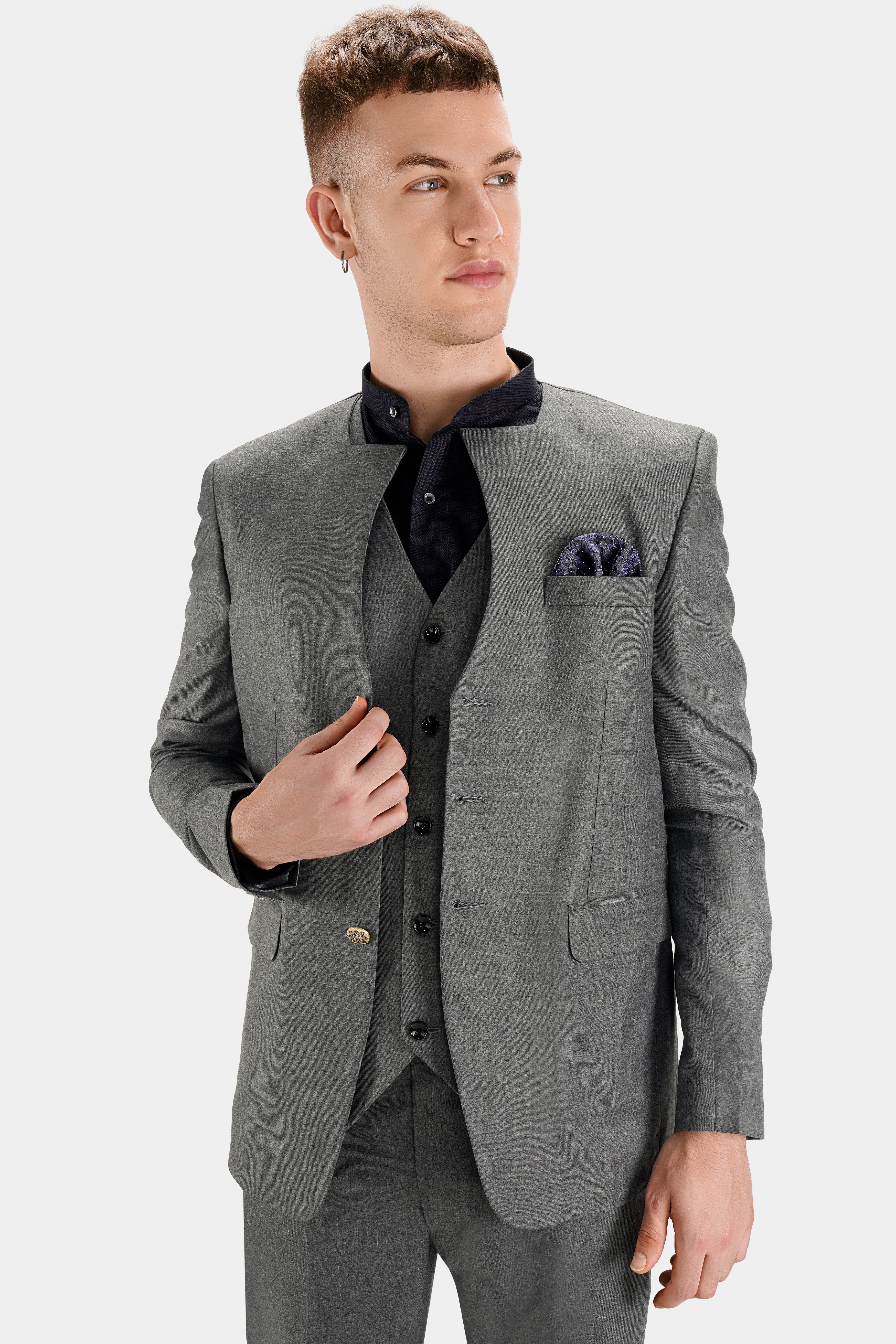 Fuscous Gray Wool Rich Waistcoat