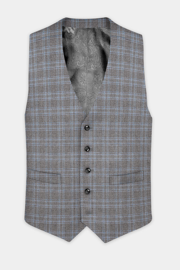 Dorado Brown with Casper Gray Plaid Wool Rich Waistcoat