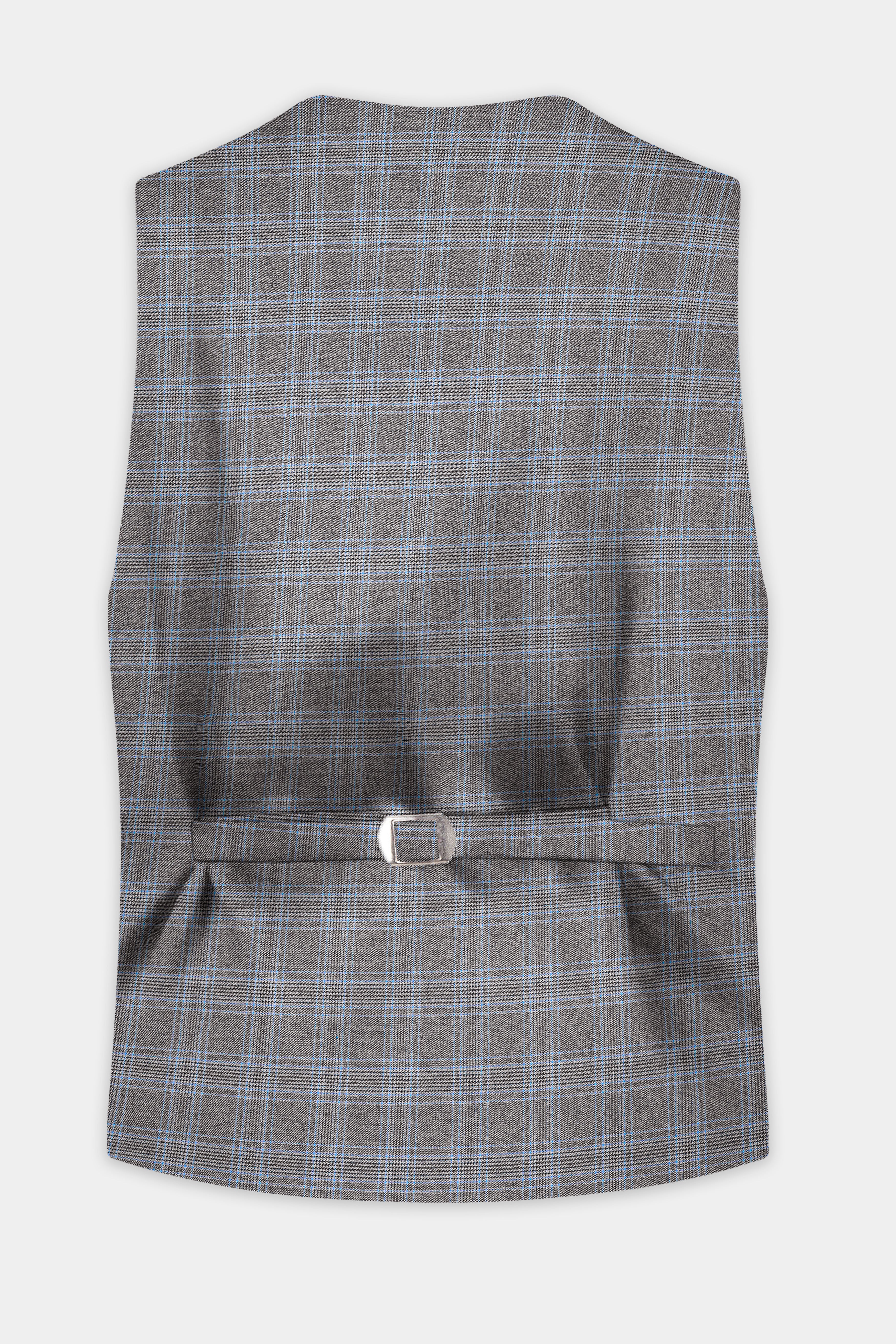 Dorado Blue with Casper Gray Plaid Wool Rich Waistcoat