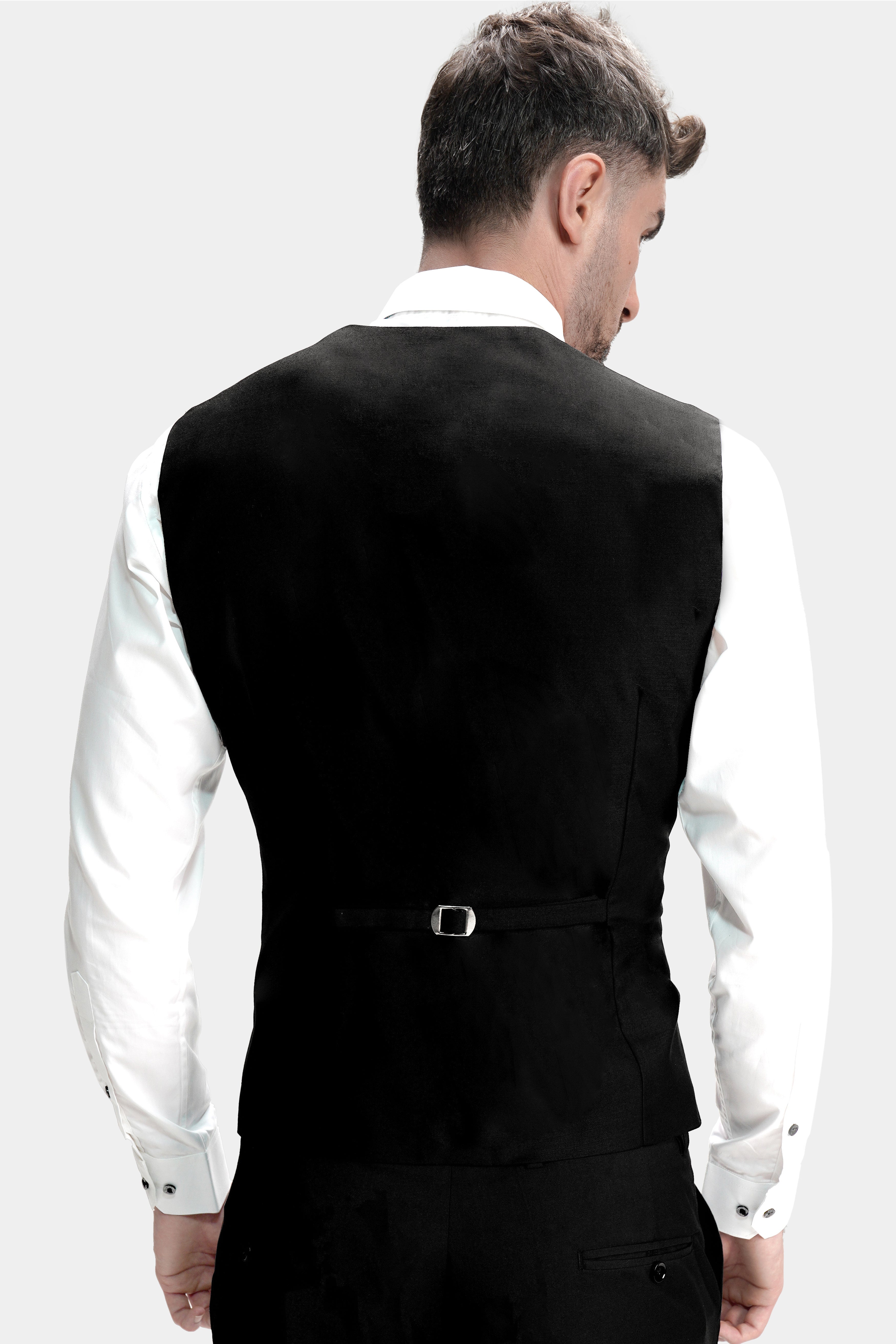 Jade Black Wool Rich Stretchable Waistcoat V2749-36, V2749-38, V2749-40, V2749-42, V2749-44, V2749-46, V2749-48, V2749-50, V2749-52, V2749-54, V2749-56, V2749-58, V2749-60