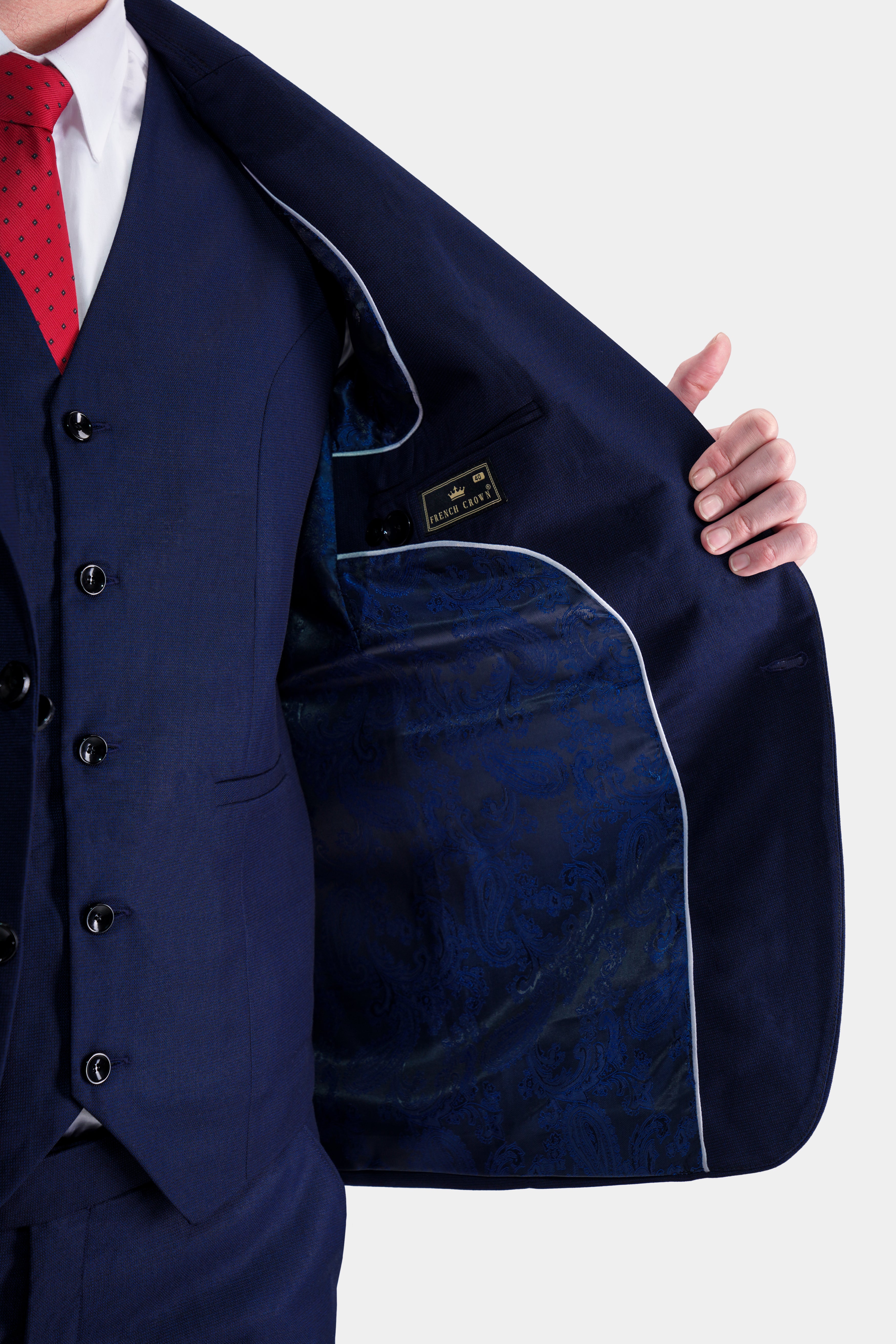 Midnight Navy Blue Wool Rich Waistcoat V2753-36, V2753-38, V2753-40, V2753-42, V2753-44, V2753-46, V2753-48, V2753-50, V2753-52, V2753-54, V2753-56, V2753-58, V2753-60