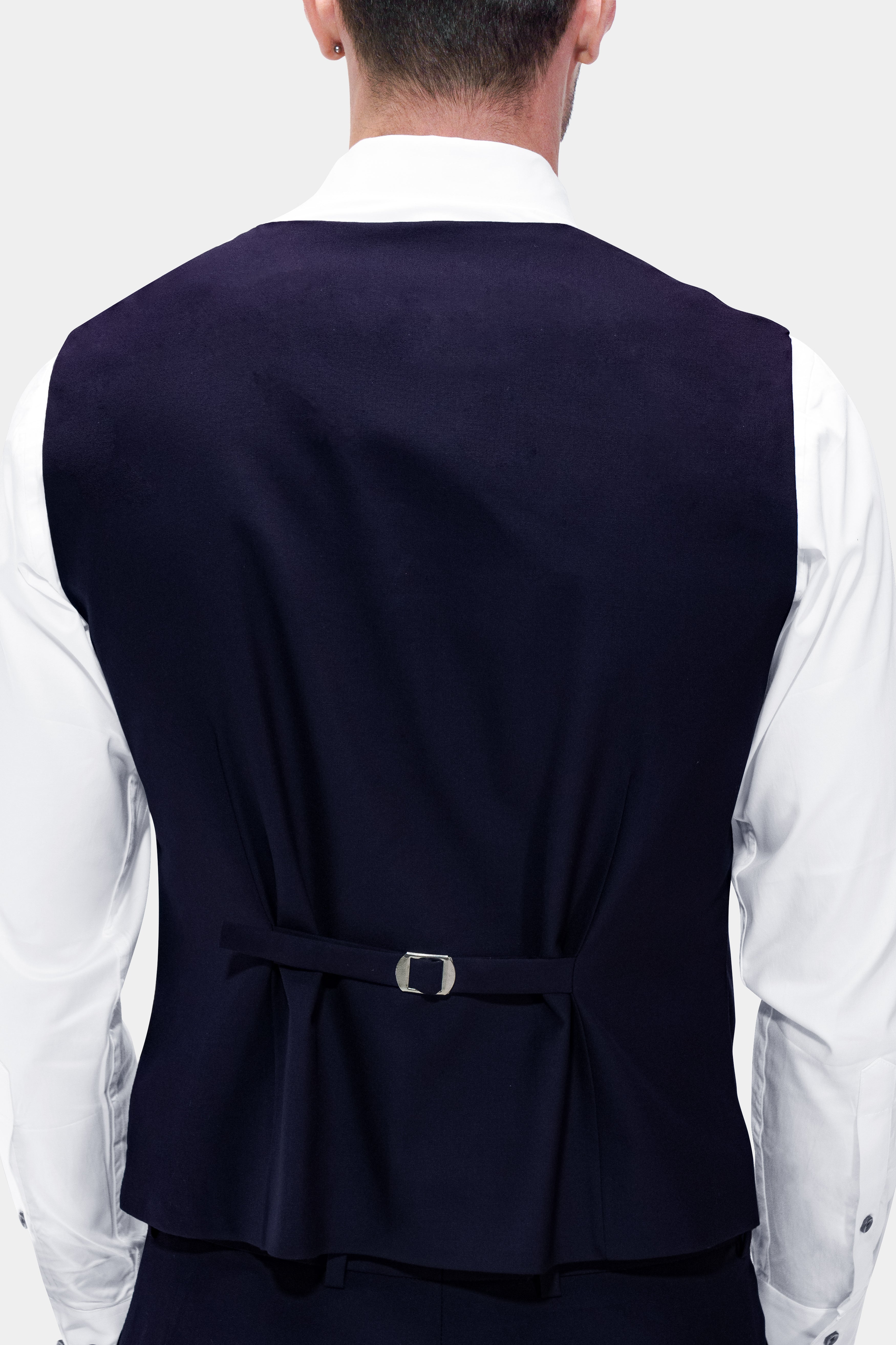 Bleached Cedar Blue Stretchable Wool rich traveler Waistcoat