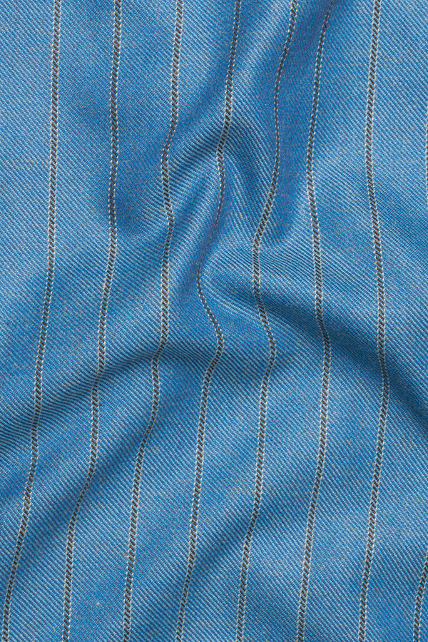 Wedgewood Blue Subtle Striped Tweed Waistcoat