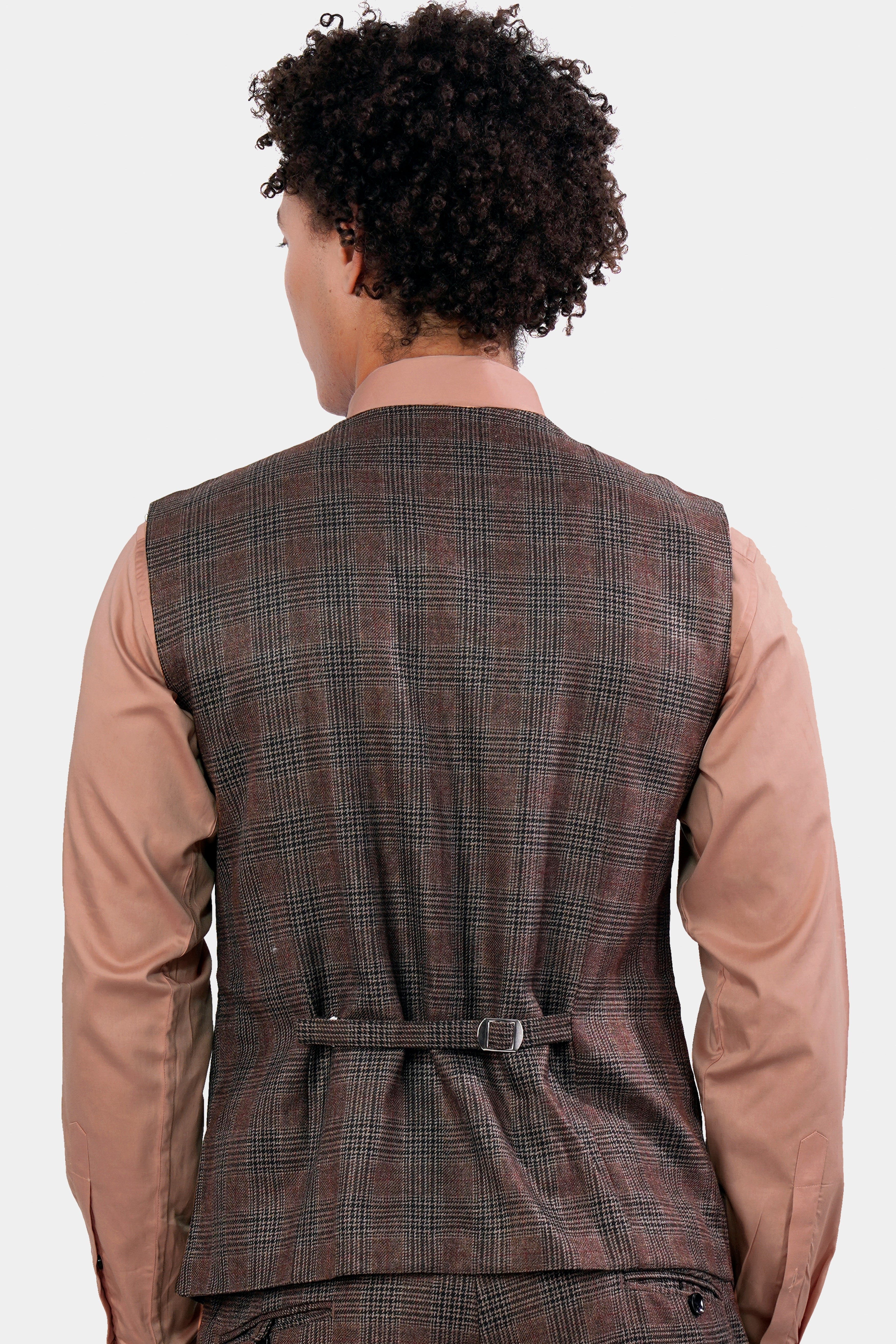 Ferra Brown with Kabul Brown Plaid Waistcoat V2915-36, V2915-38, V2915-40, V2915-42, V2915-44, V2915-46, V2915-48, V2915-50, V2915-15, V2915-54, V2915-56, V2915-58, V2915-60