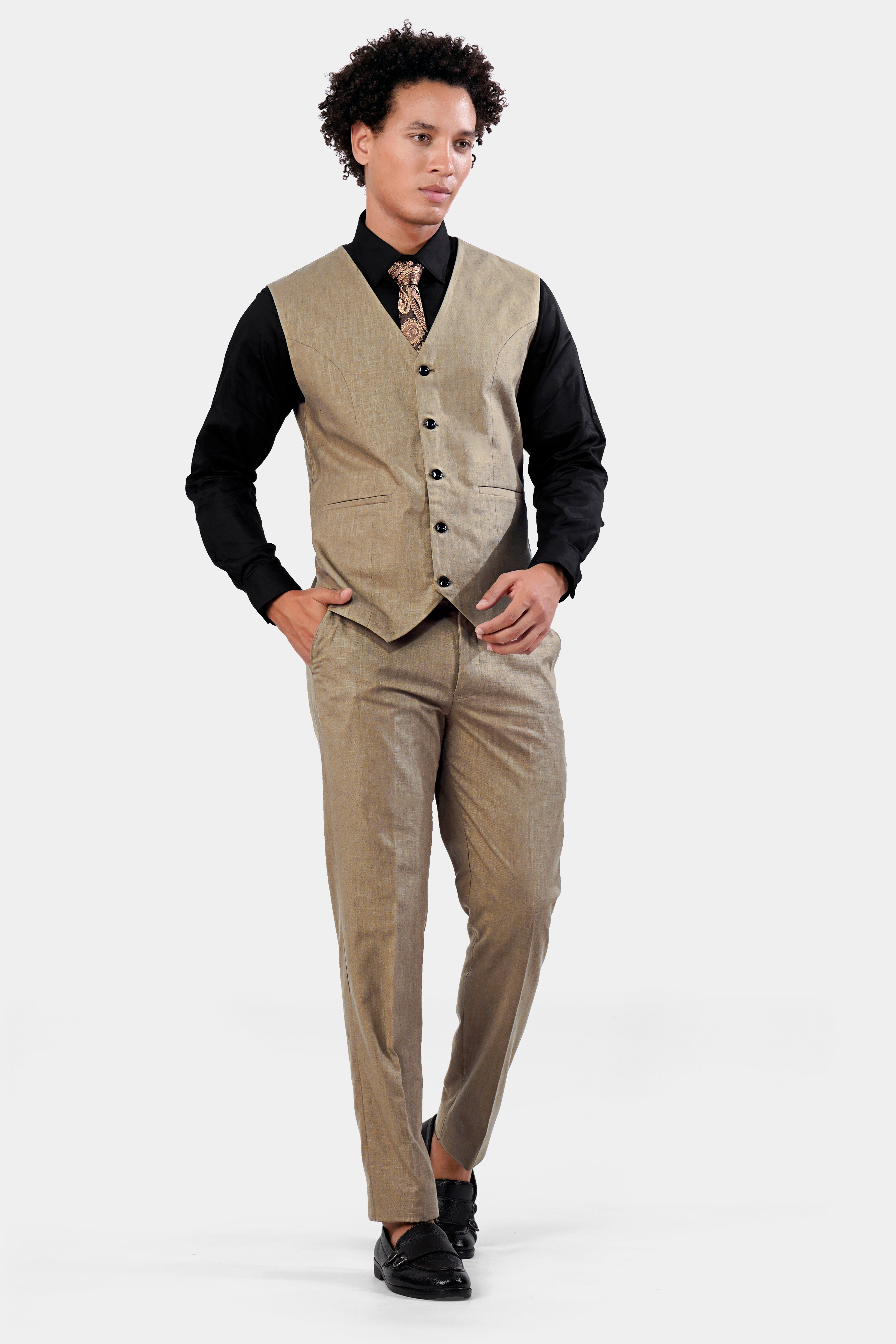 Sandrift Brown Luxurious Linen Sports Waistcoat V2926-36, V2926-38, V2926-40, V2926-42, V2926-44, V2926-46, V2926-48, V2926-50, V2926-26, V2926-54, V2926-56, V2926-58, V2926-60