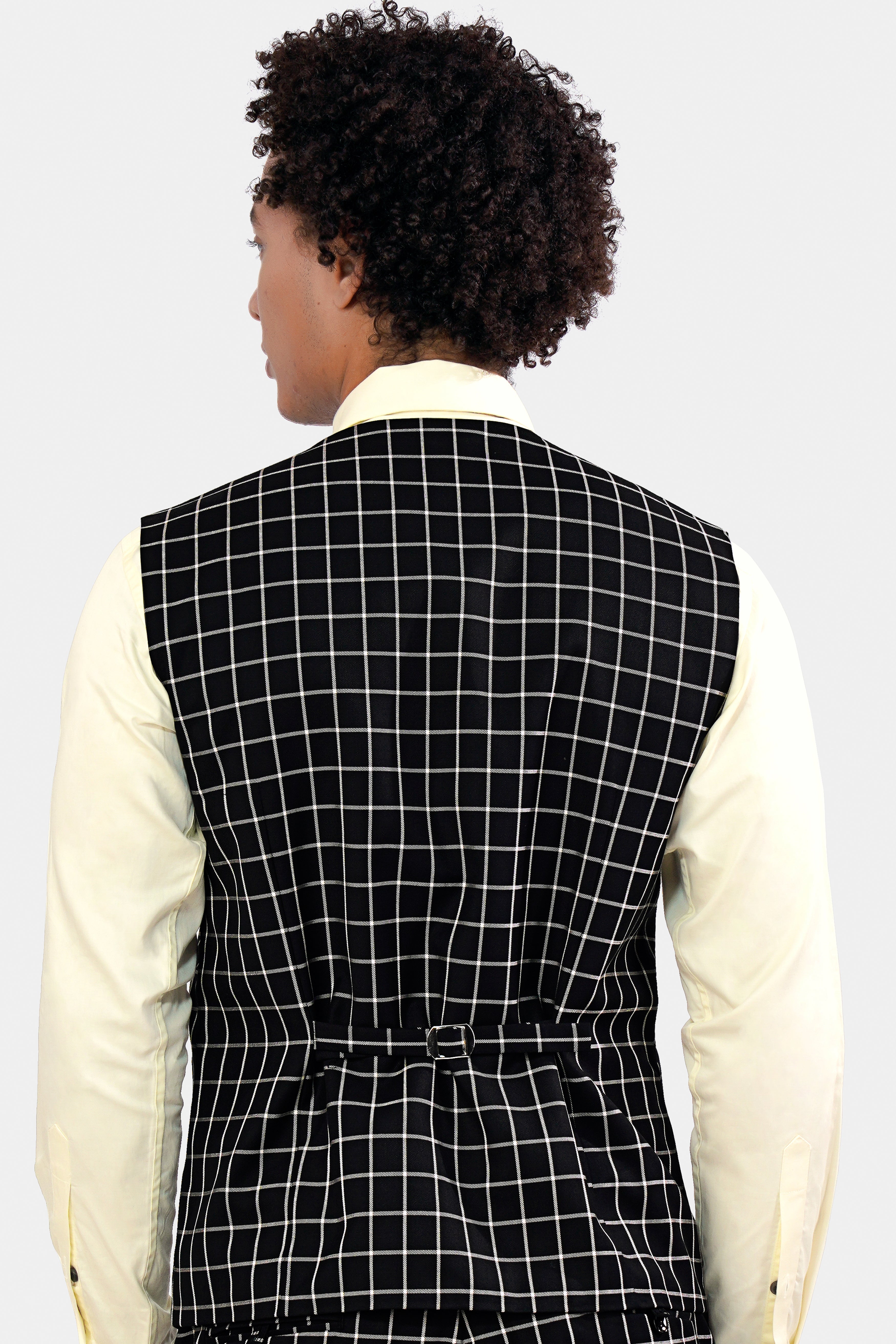 Jade Black and White Checkered Wool Rich Waistcoat V2932-36, V2932-38, V2932-40, V2932-42, V2932-44, V2932-46, V2932-48, V2932-50, V2932-32, V2932-54, V2932-56, V2932-58, V2932-60