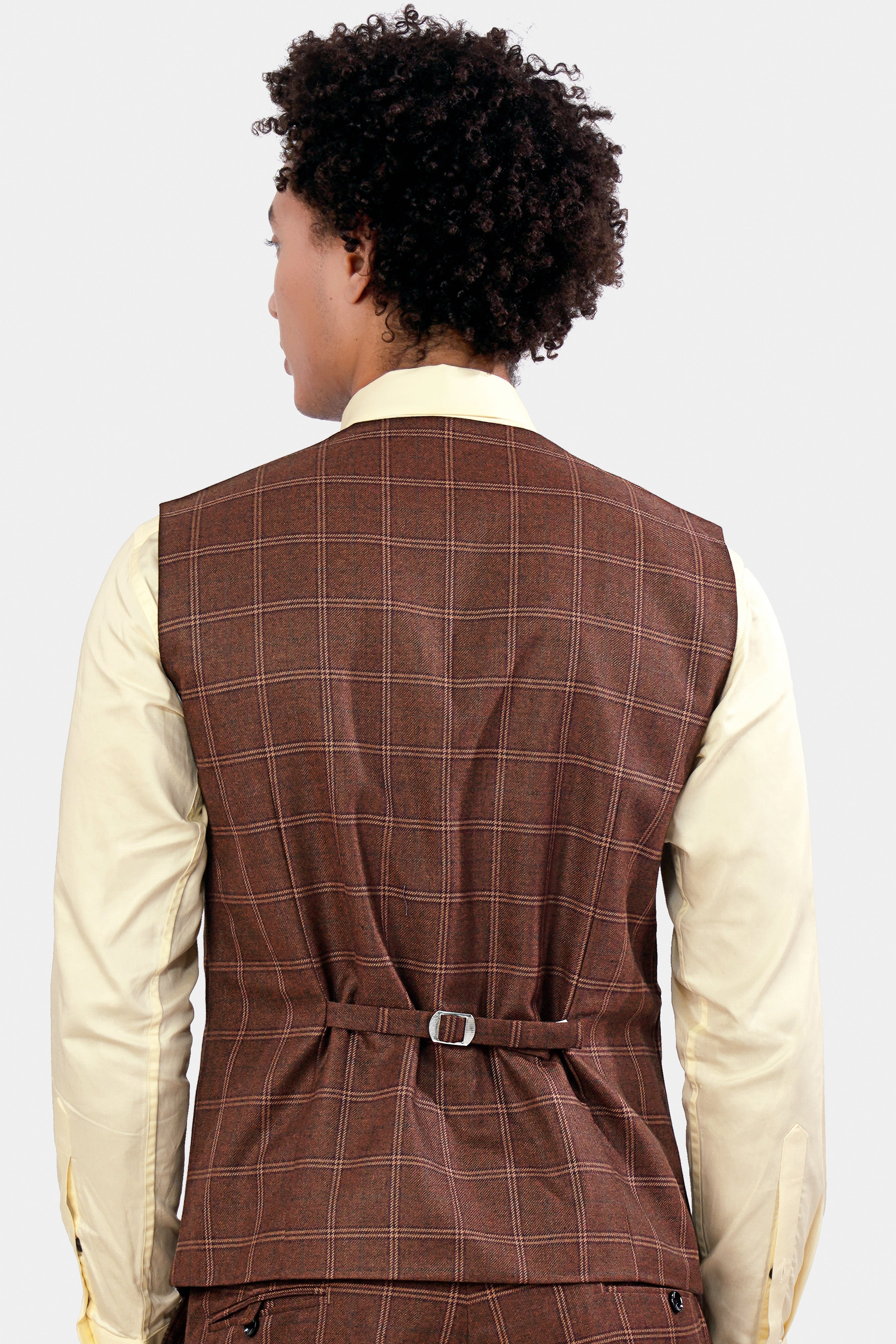 Bole Brown Windowpane Waistcoat V2937-36, V2937-38, V2937-40, V2937-42, V2937-44, V2937-46, V2937-48, V2937-50, V2937-37, V2937-54, V2937-56, V2937-58, V2937-60