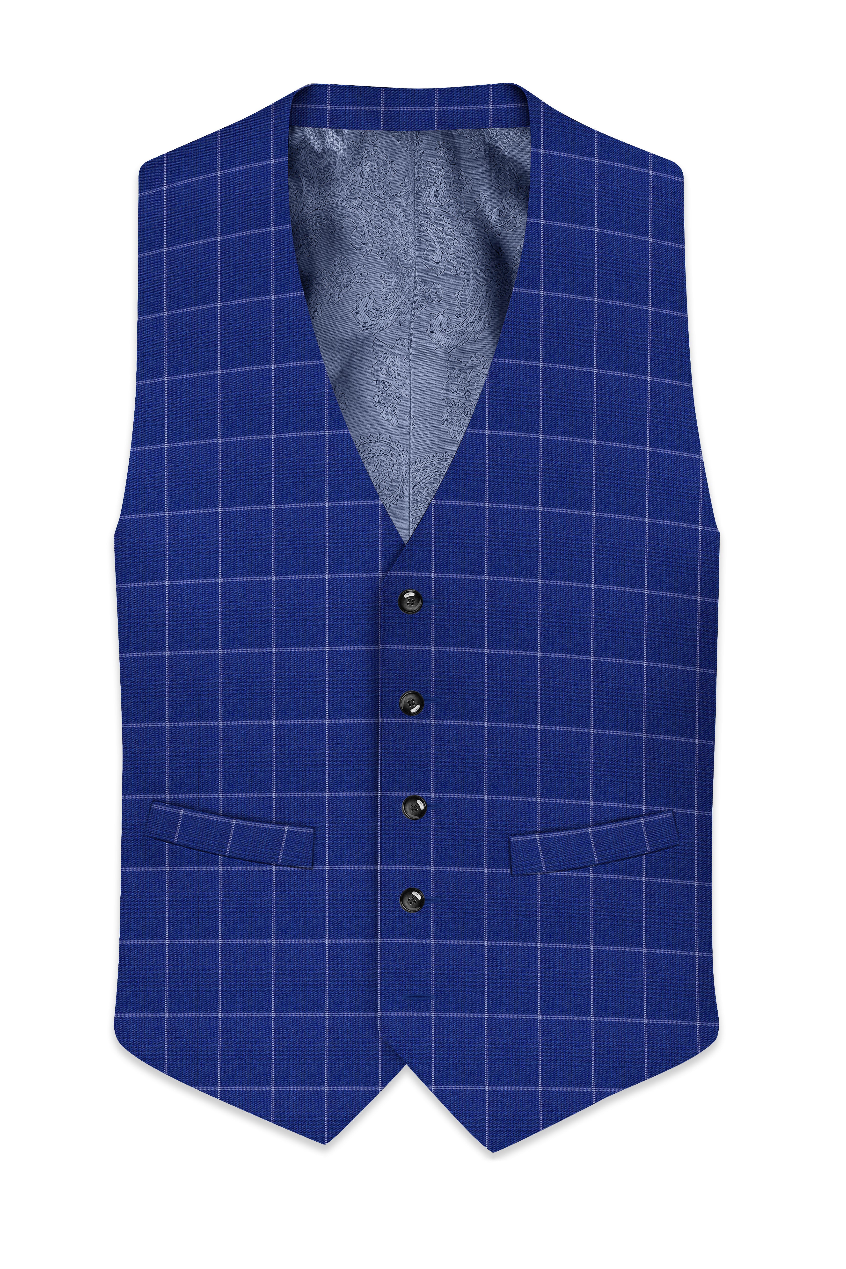 Rhino Blue Windowpane Waistcoat