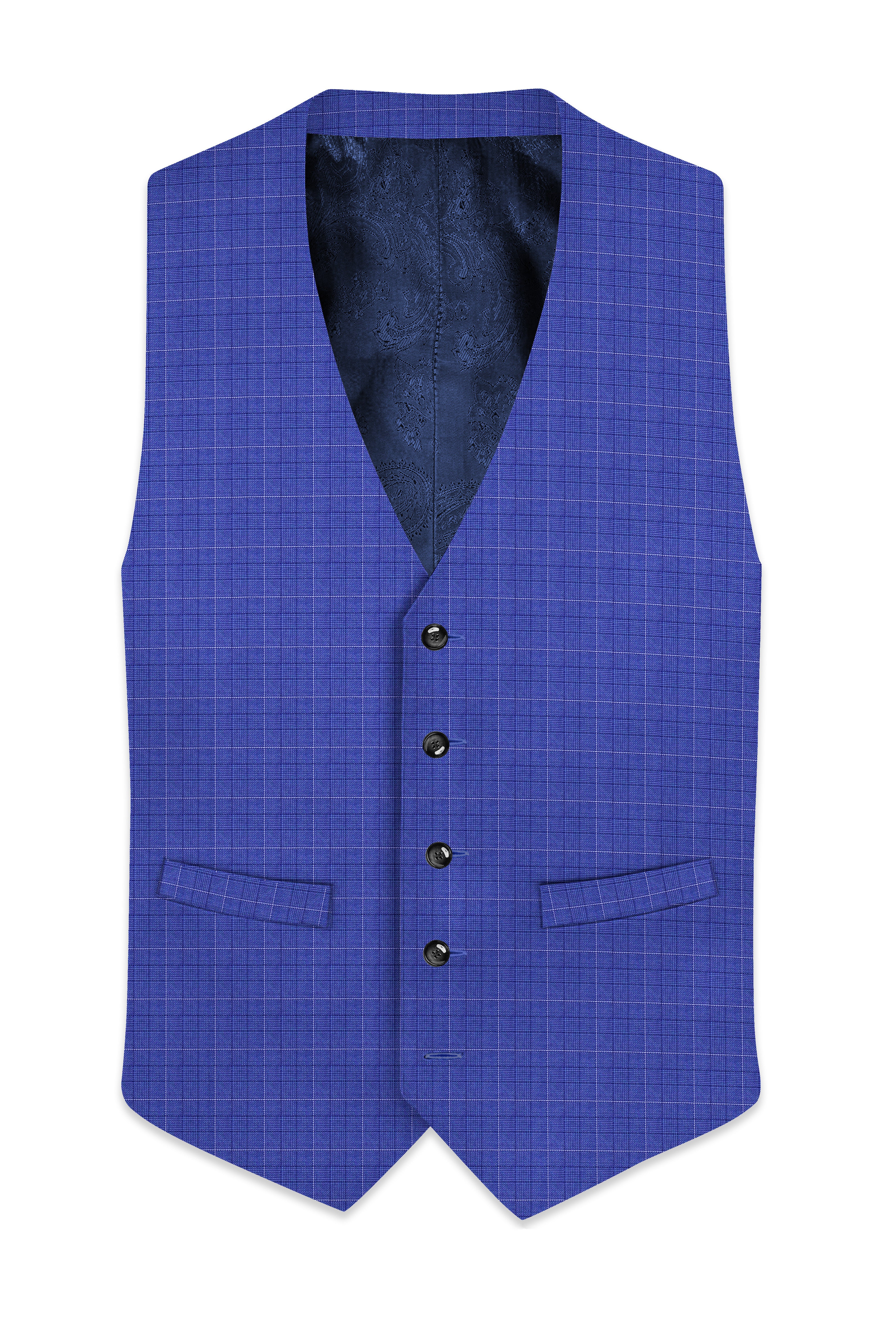 Yonder Blue Plaid Wool Rich Waistcoat