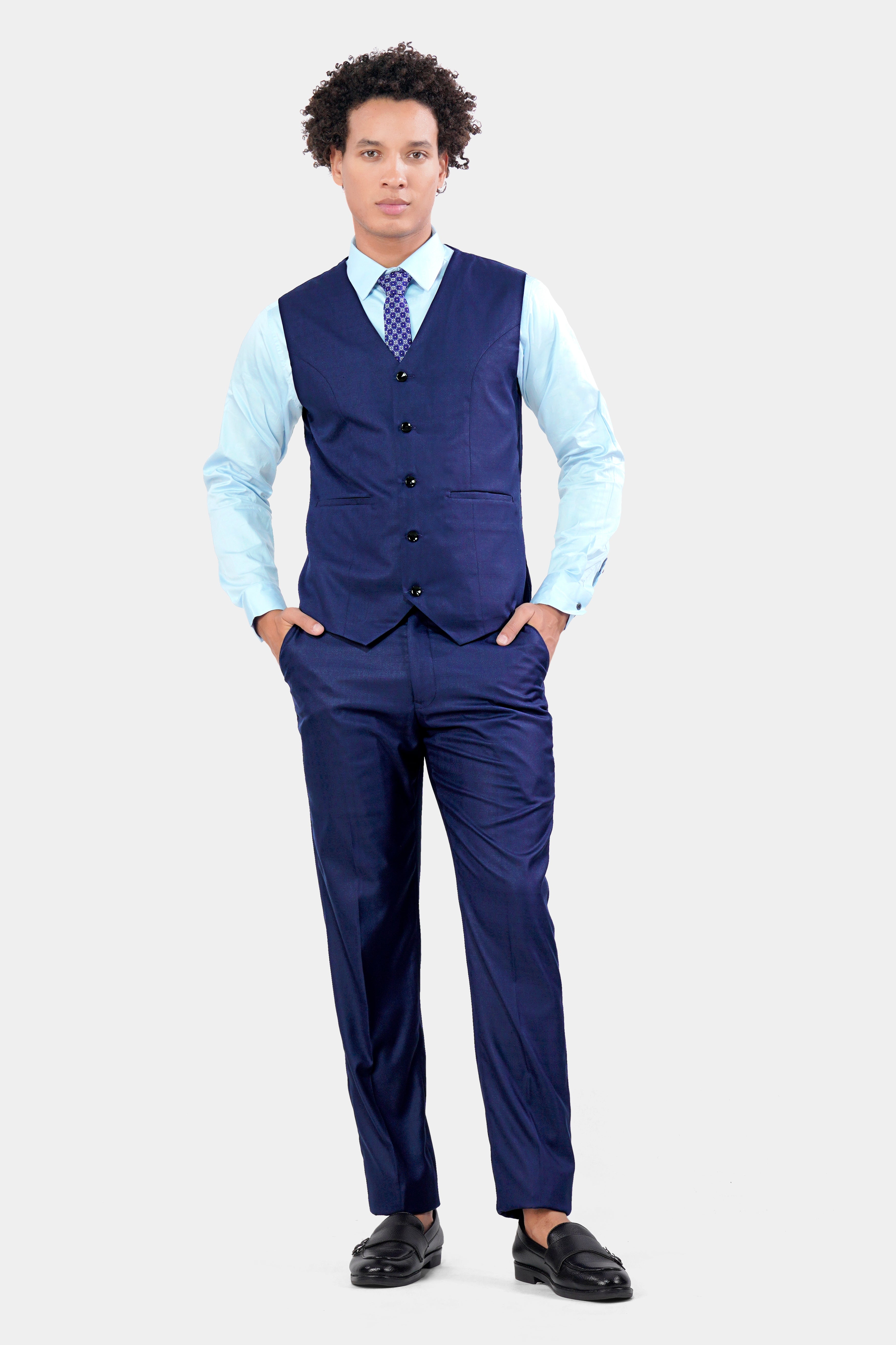 Cloud Burst Blue Wool Rich Waistcoat V2946-36, V2946-38, V2946-40, V2946-42, V2946-44, V2946-46, V2946-48, V2946-50, V2946-46, V2946-54, V2946-56, V2946-58, V2946-60