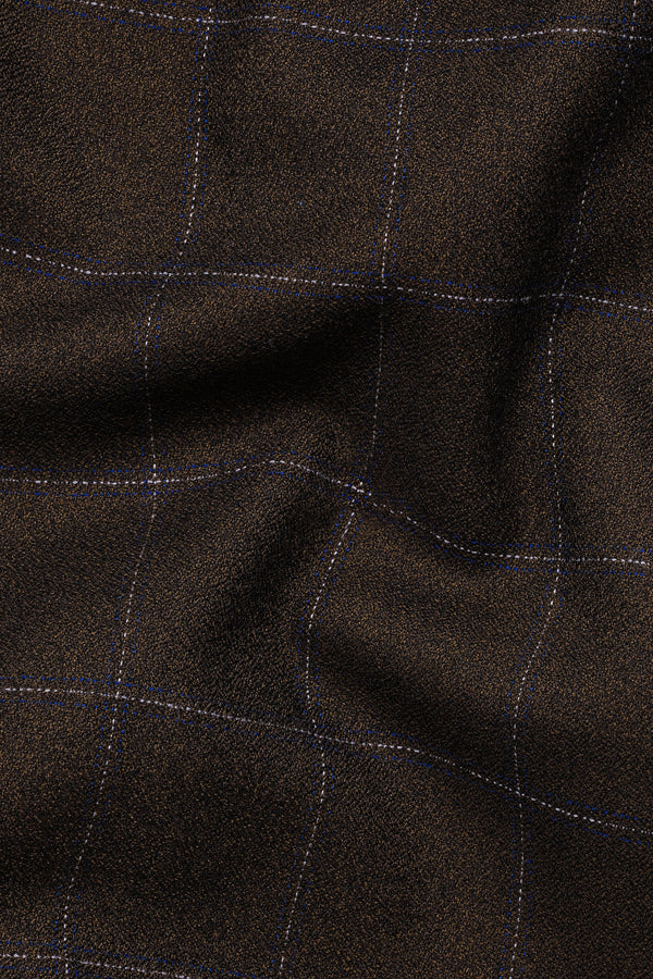 Chicory Brown Windowpane Wool Rich Waistcoat