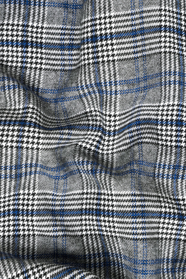 Chalice Gray and Chathams Blue Plaid Houndstooth Waistcoat