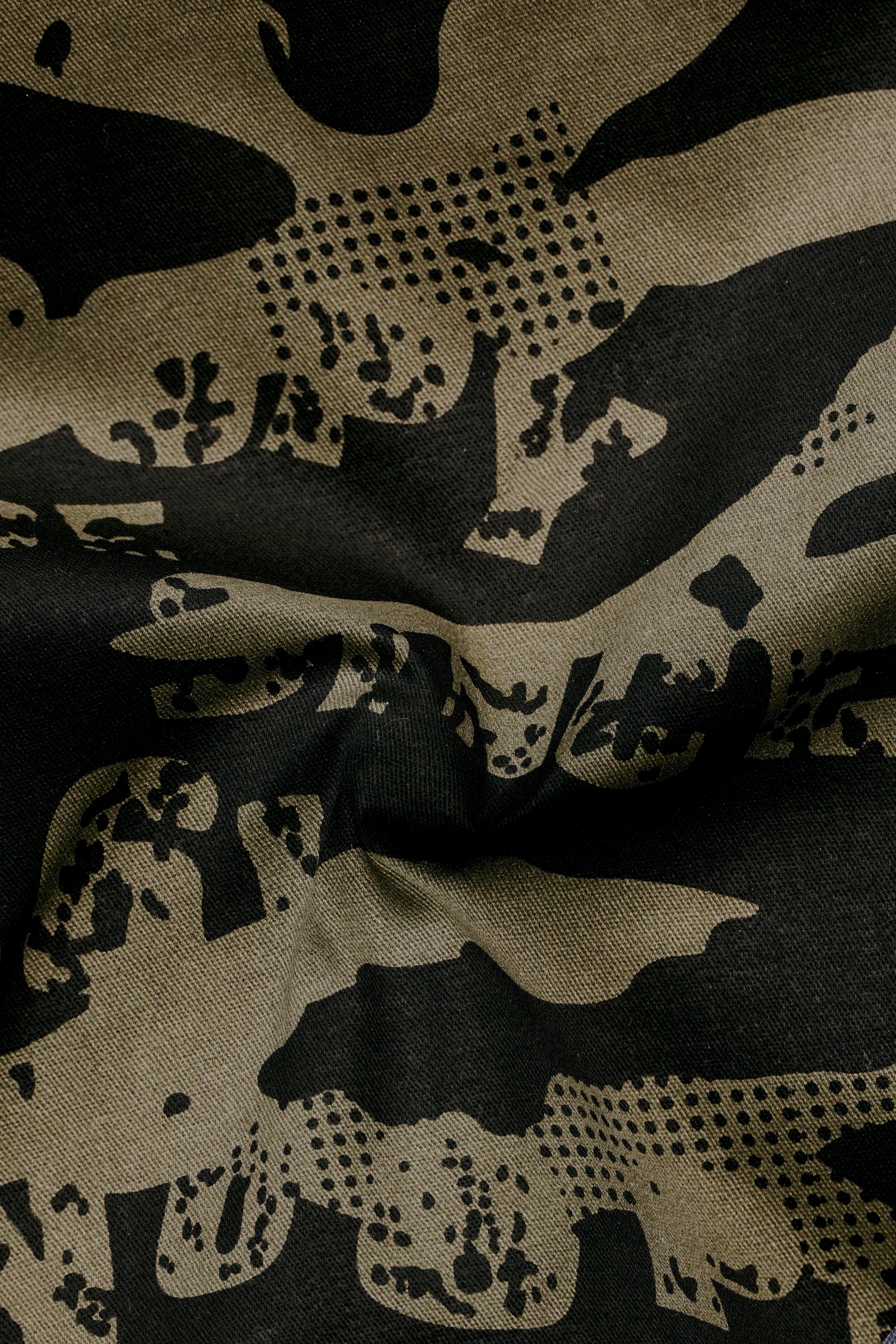 Jade Black and Woodland Green Camouflage Printed Cotton Waistcoat