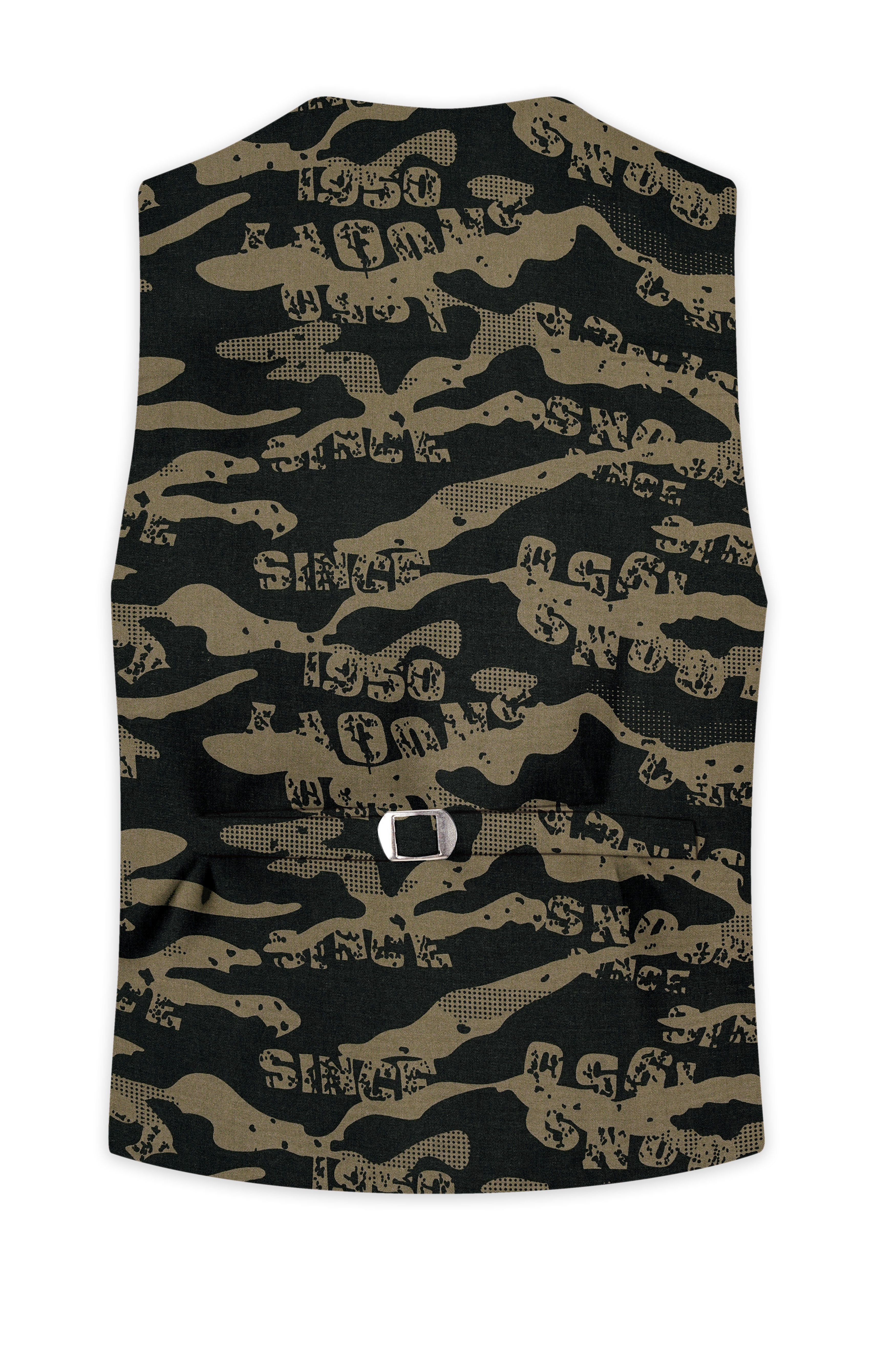 Jade Black and Woodland Green Camouflage Printed Cotton Waistcoat