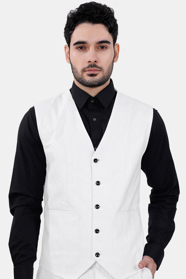 Bright White Luxurious Linen Waistcoat V3042-36, V3042-38, V3042-40, V3042-42, V3042-44, V3042-46, V3042-48, V3042-50, V3042-42, V3042-54, V3042-56, V3042-58, V3042-60