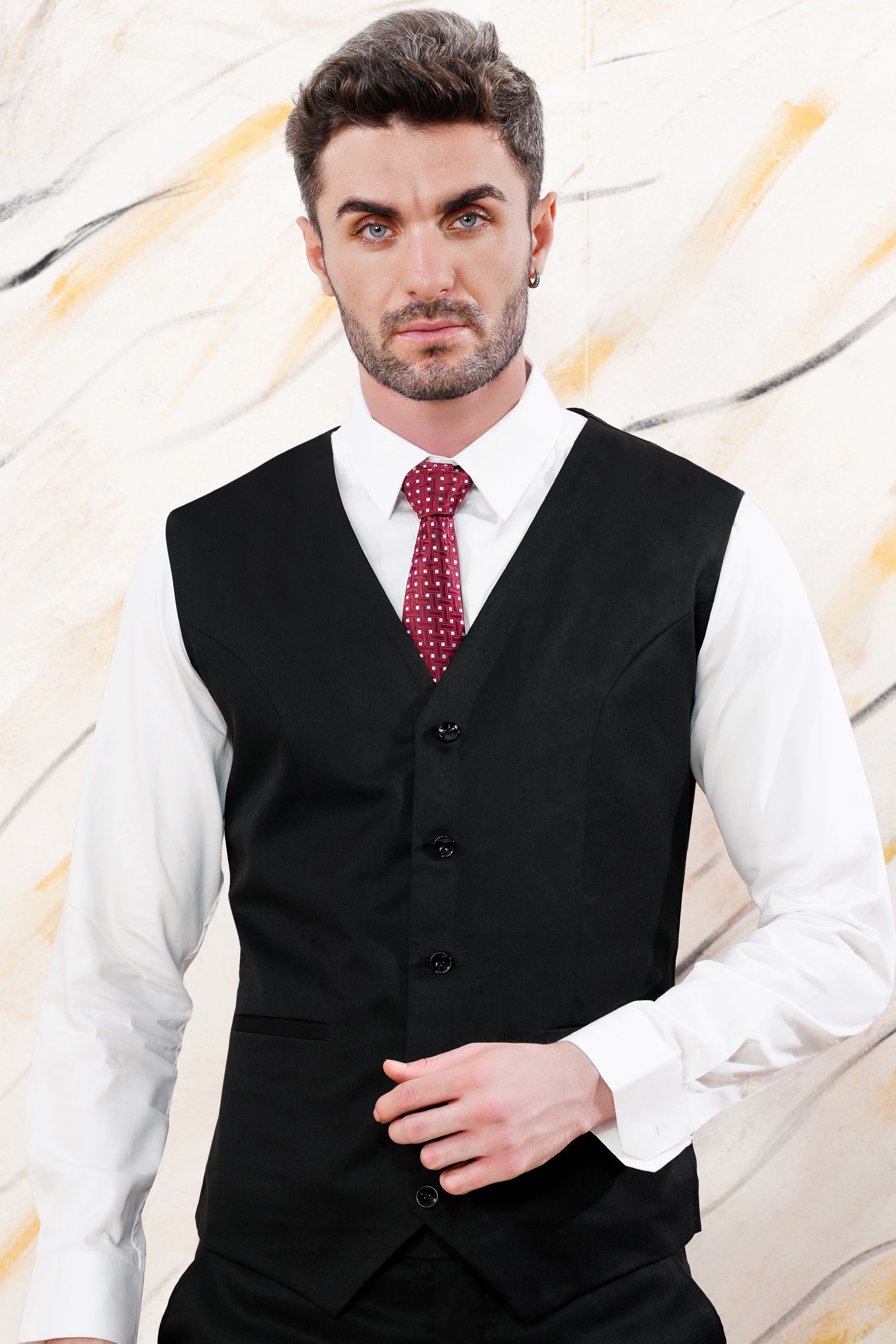 Jade Black Wool Rich Waistcoat V3052-36, V3052-38, V3052-40, V3052-42, V3052-44, V3052-46, V3052-48, V3052-50, V3052-52, V3052-54, V3052-56, V3052-58, V3052-60