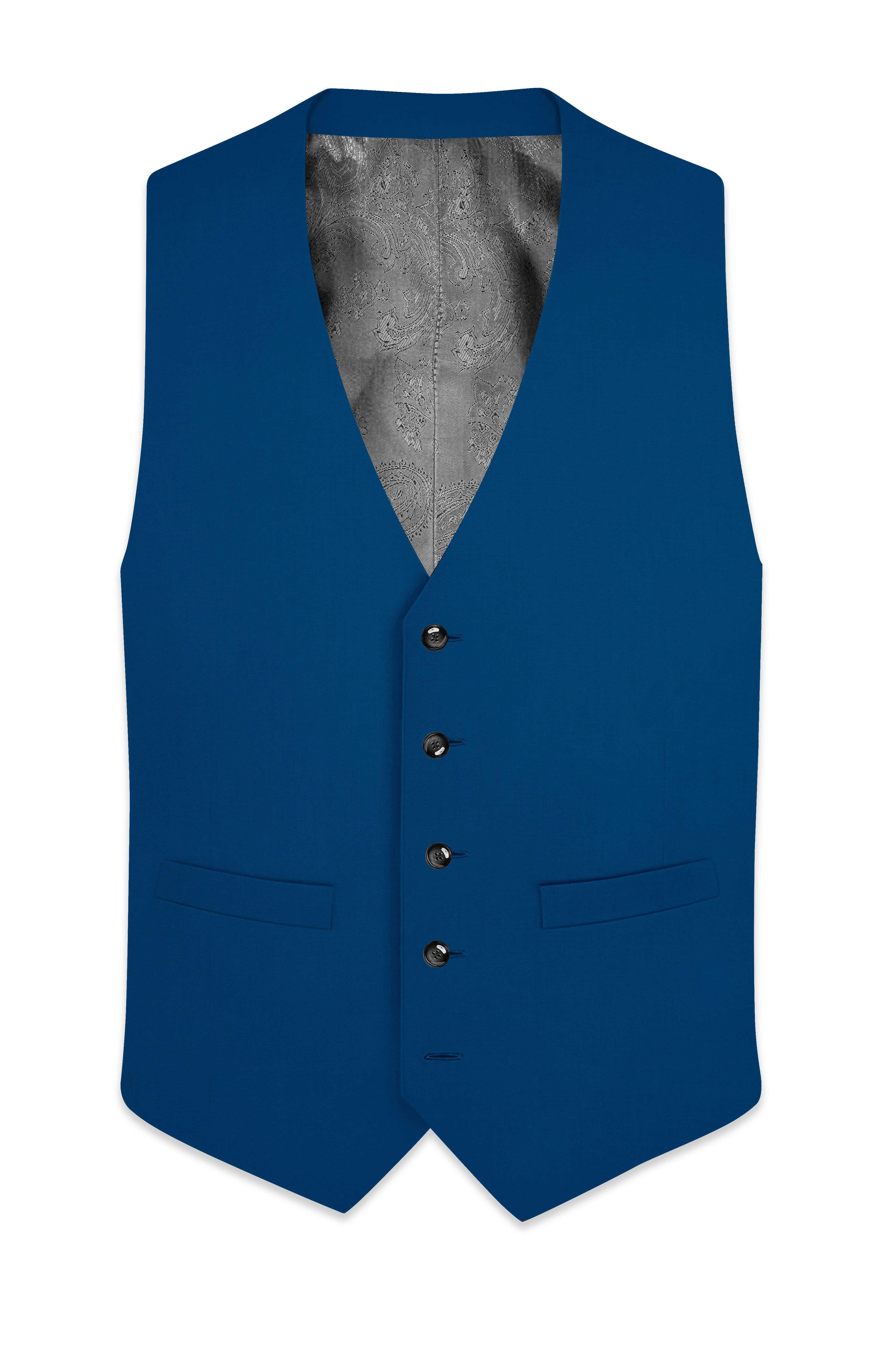 Calypso Blue Wool Rich Waistcoat
