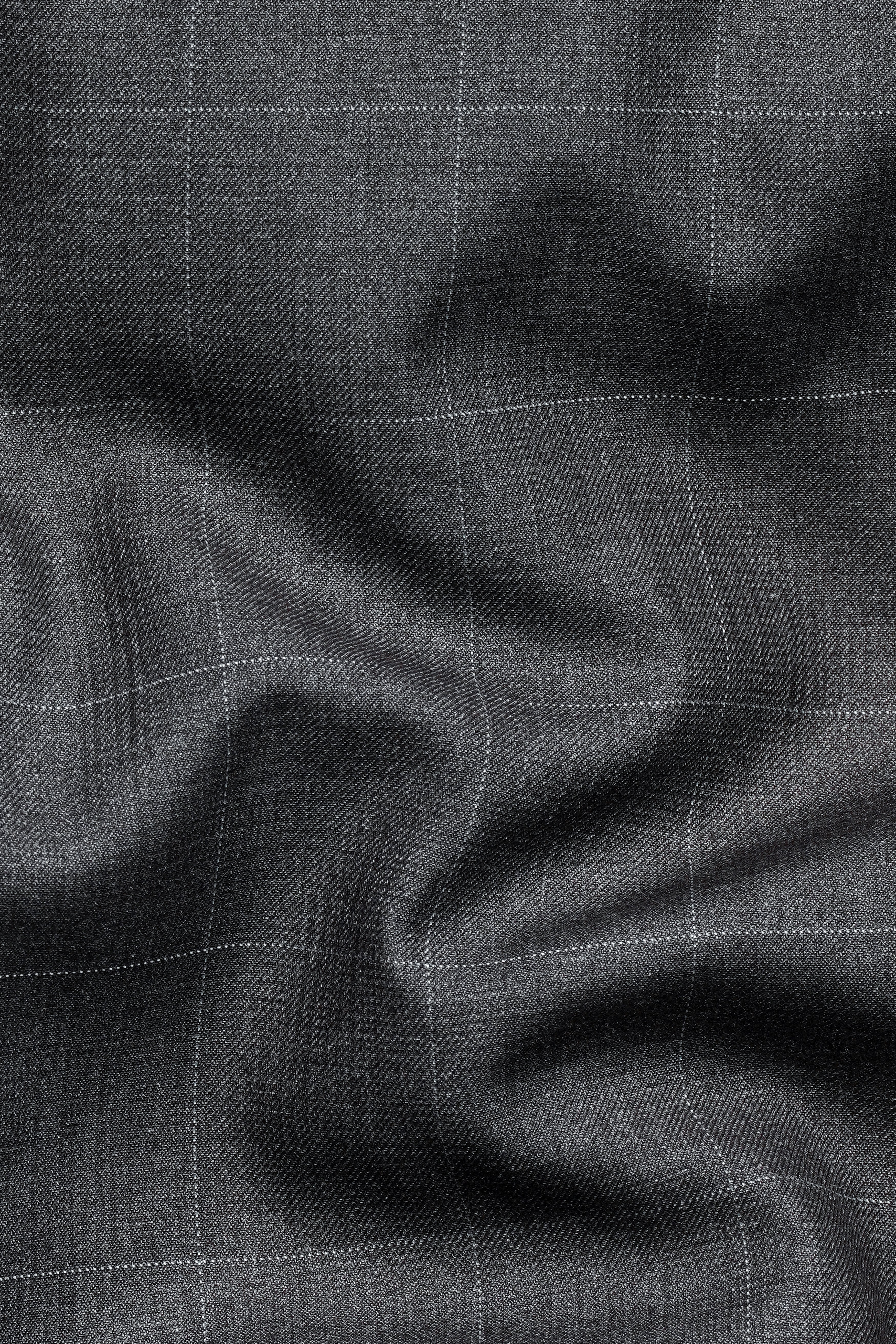 Arsenic Gray Windowpane Wool Rich Waistcoat