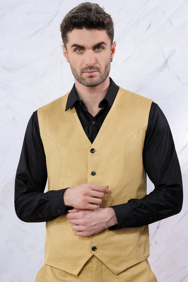 Twine Beige Wool Rich Waistcoat