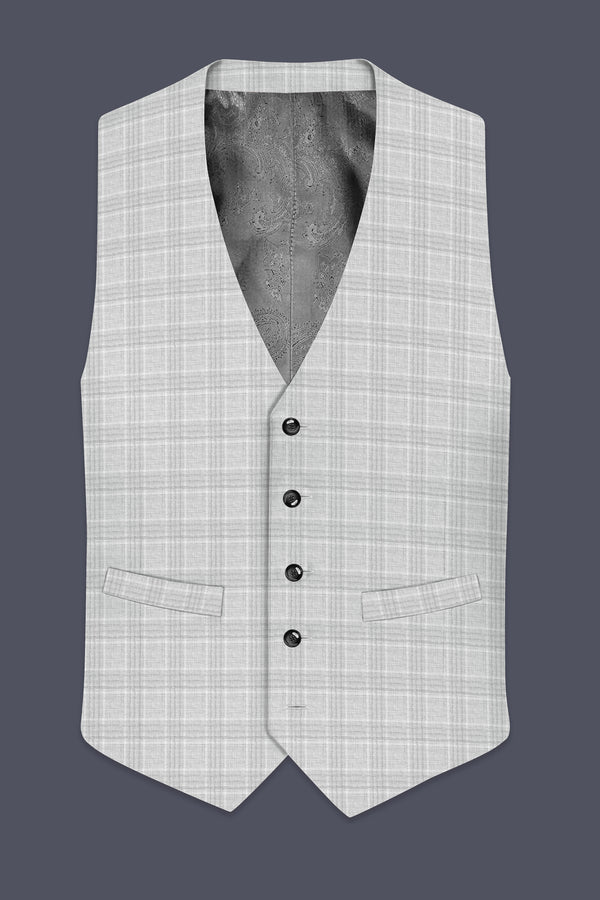 Cloud Gray Plaid Wool Rich Waistcoat