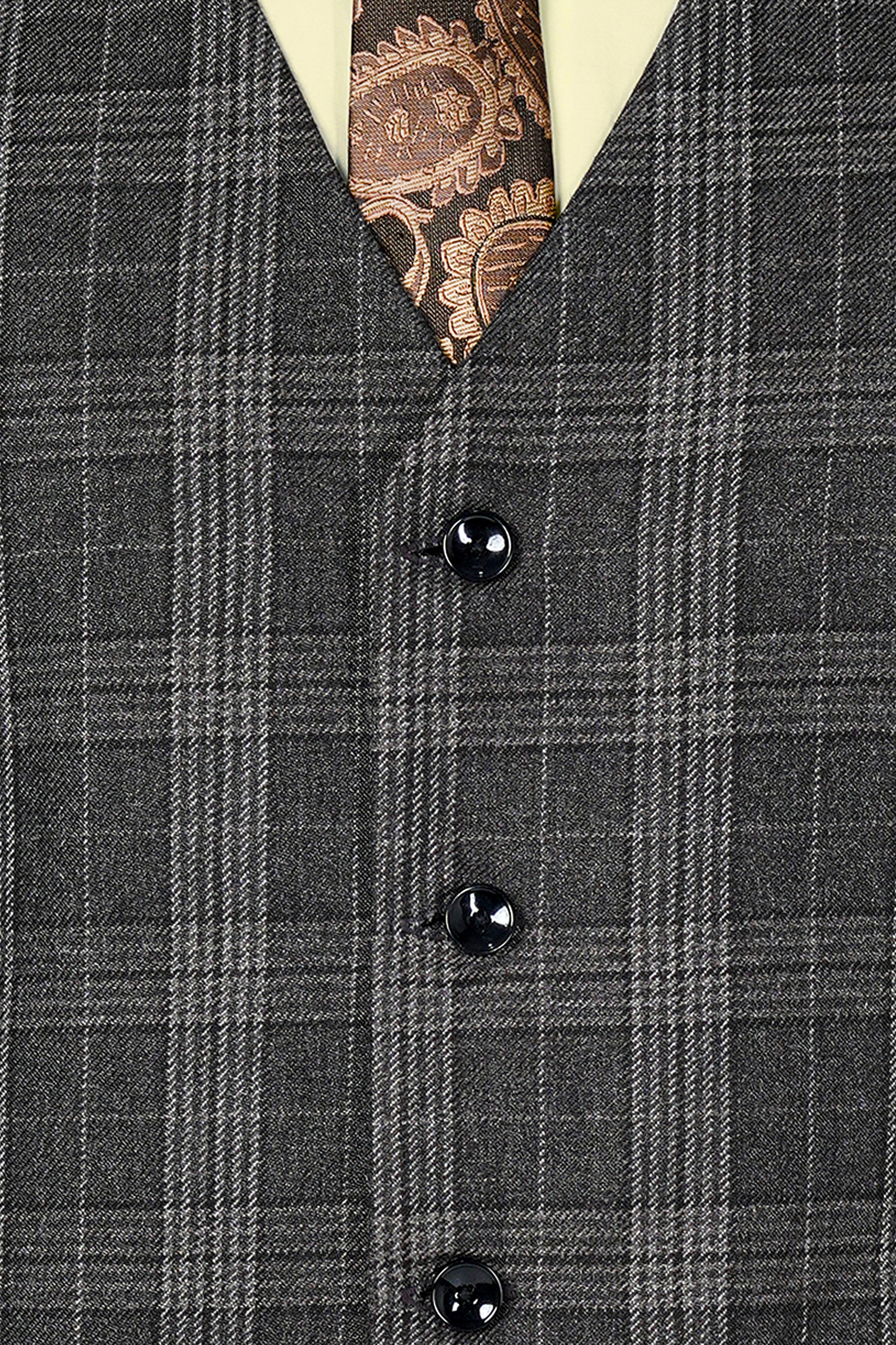 Iridium Gray Plaid Tweed Waistcoat