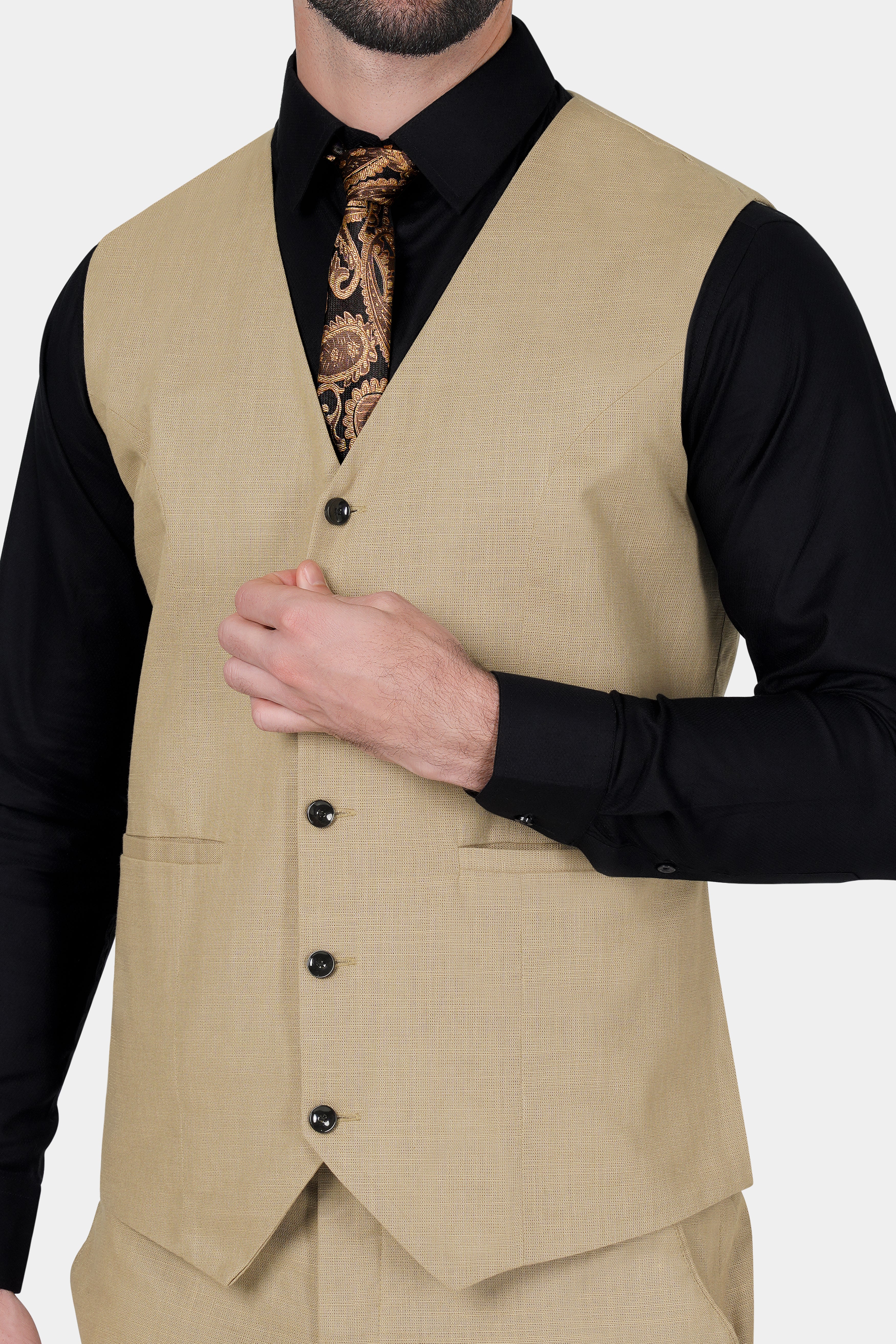 Sandrift Brown Luxurious Linen Waistcoat