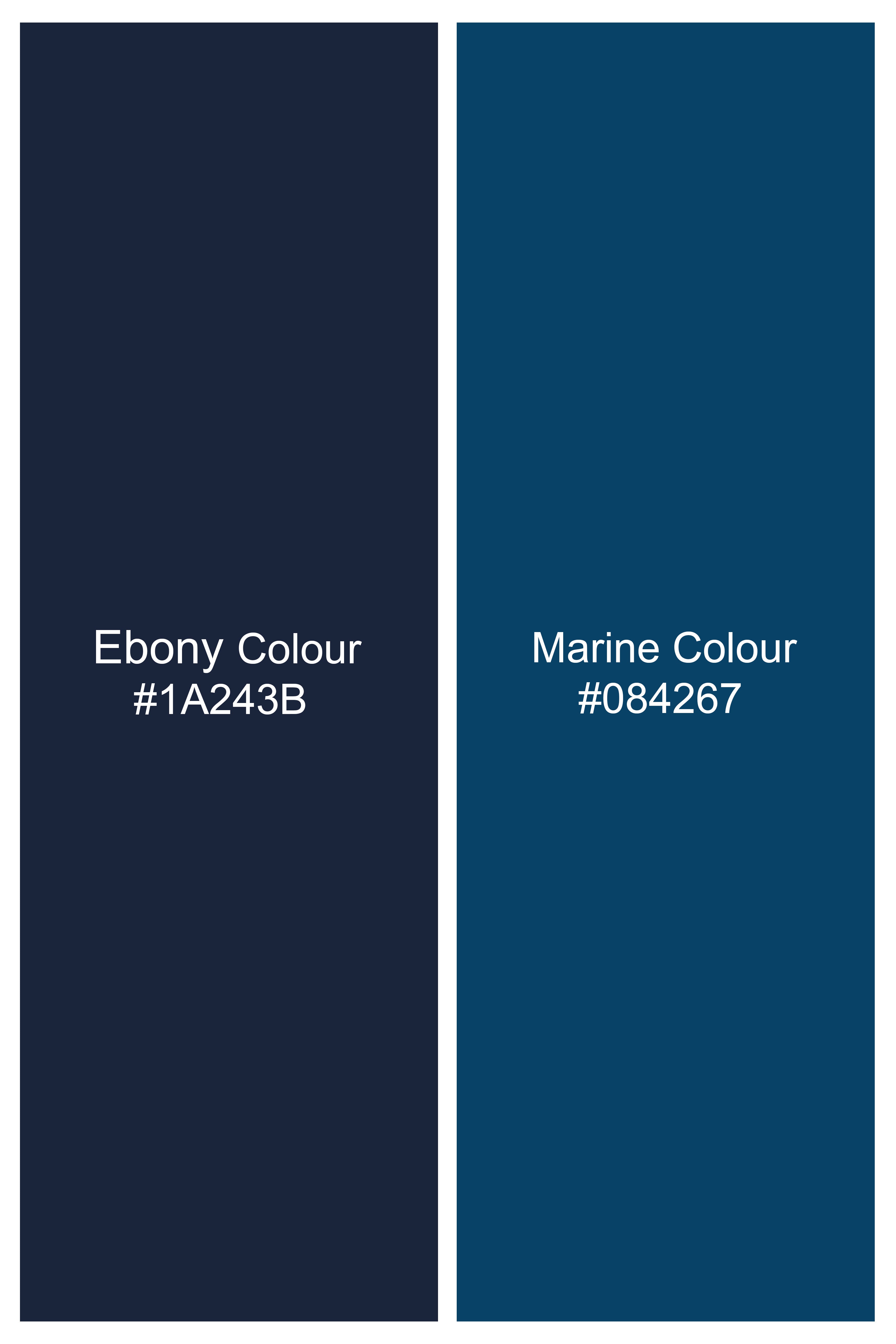 Ebony Blue and Marine Blue Pinstriped Wool Rich Waistcoat