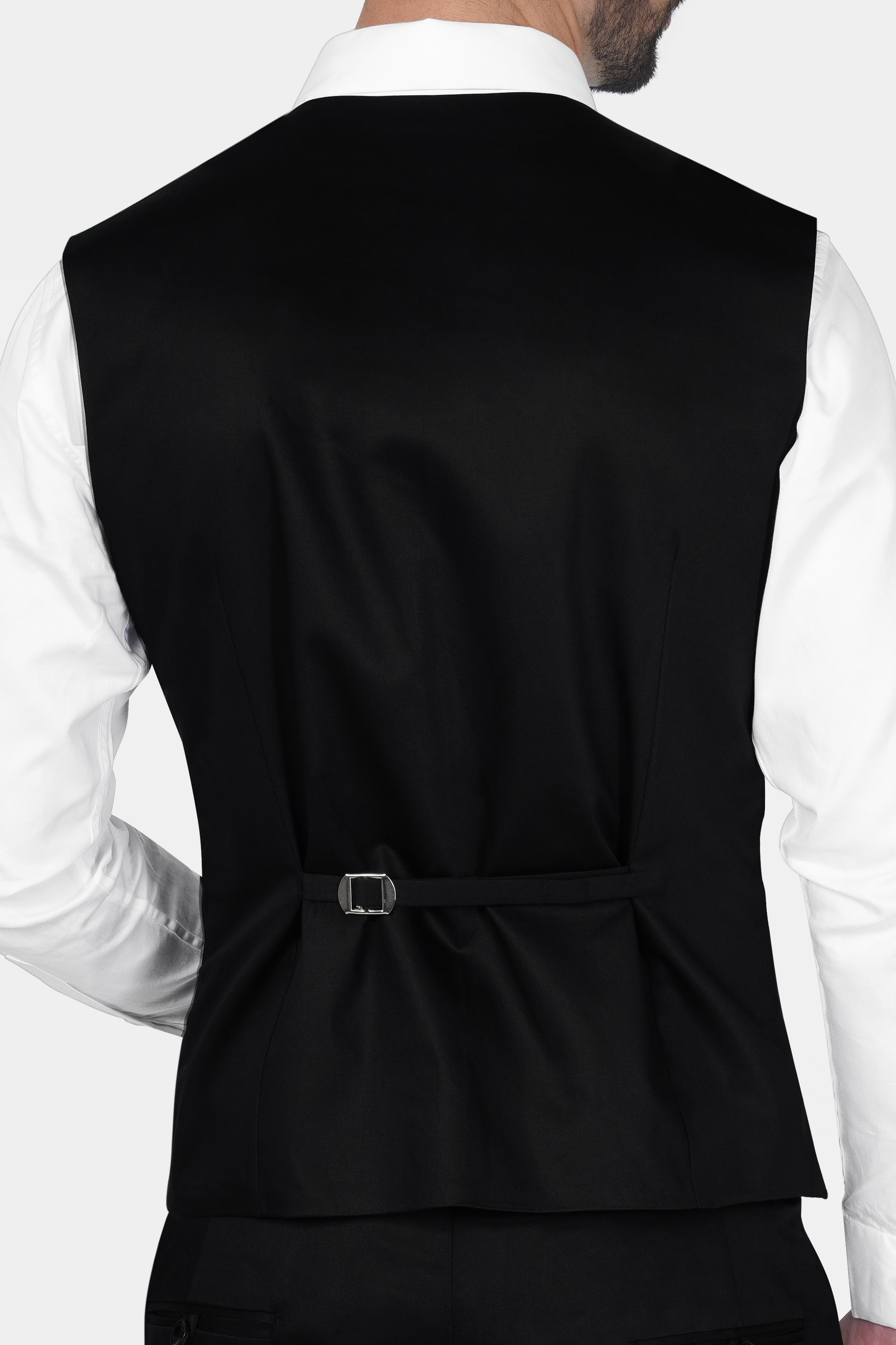 Jade Black Wool Rich Waistcoat