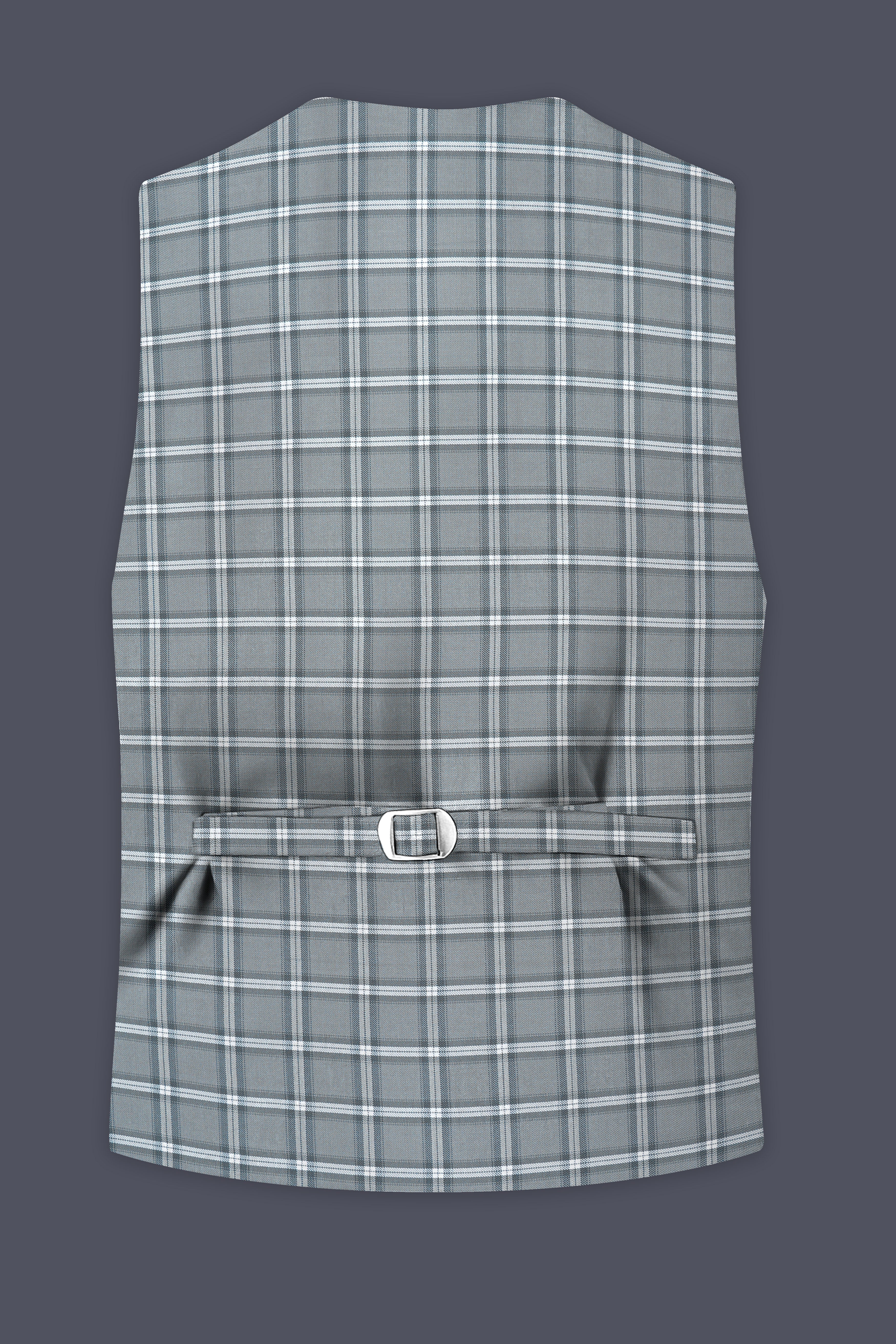 Pewter Gray and White Windowpane Wool Rich Waistcoat
