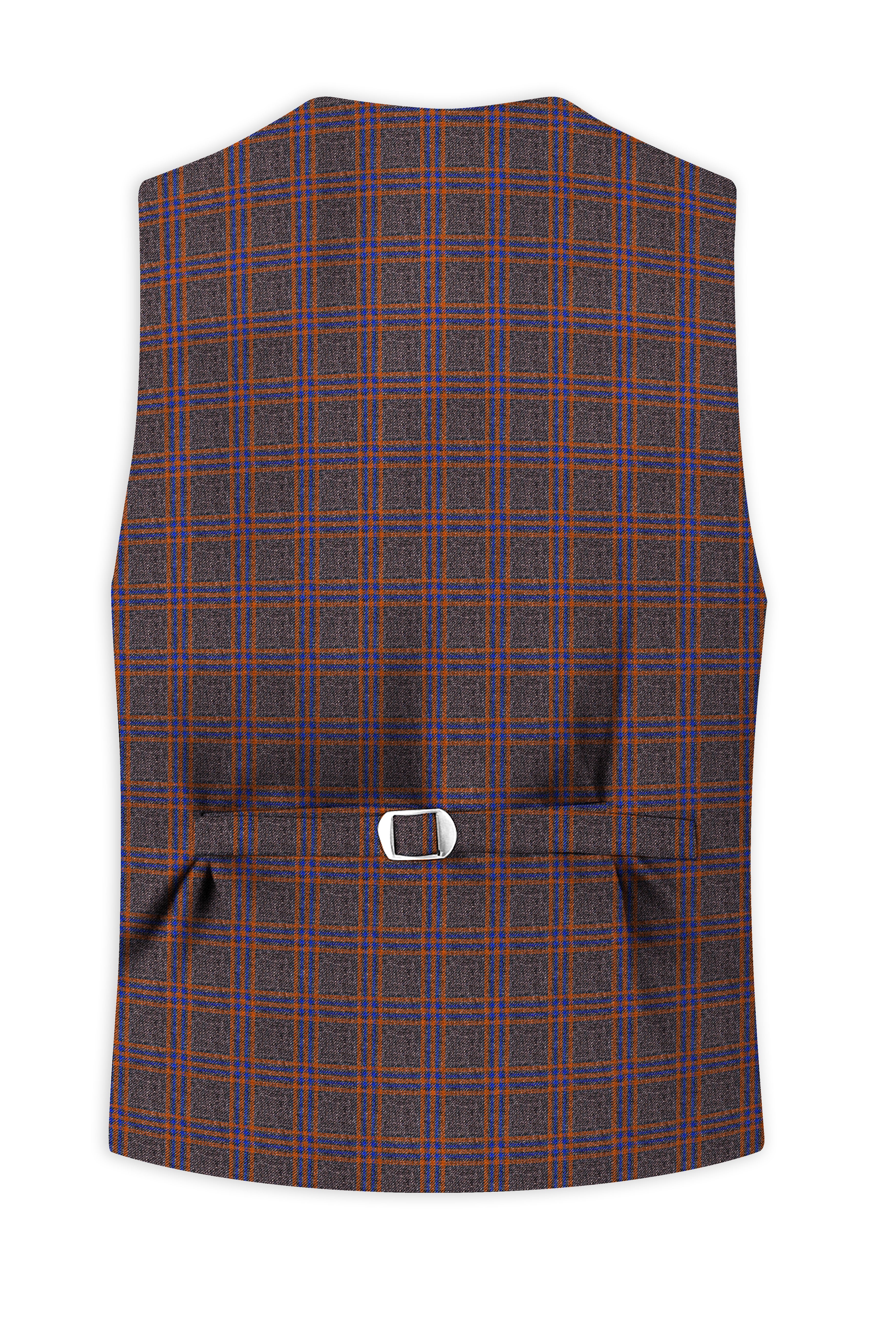 Emperor Gray and Russet Brown Plaid Tweed Waistcoat