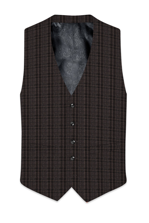 Thunder Brown Plaid Tweed Waistcoat