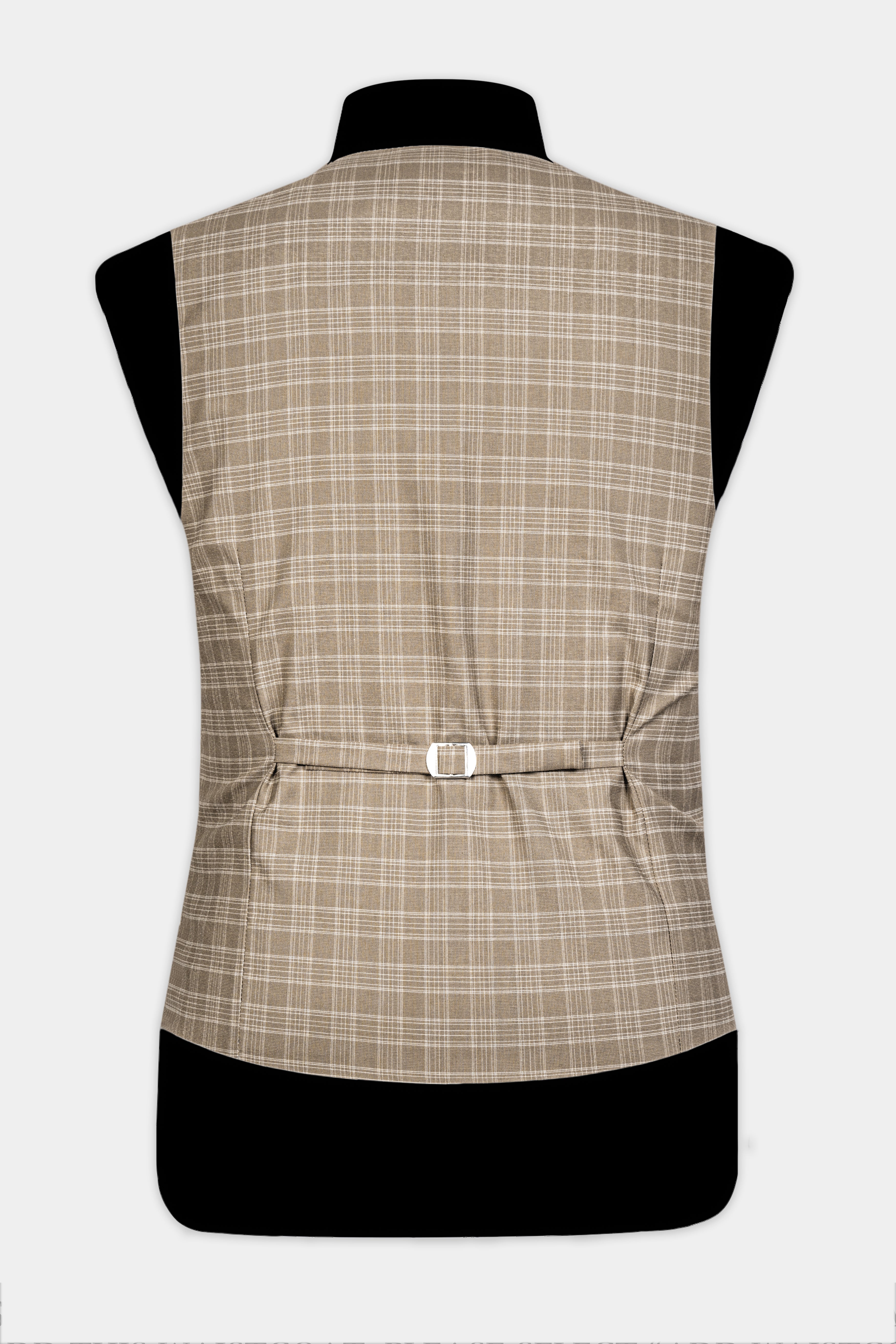 Oyster Brown Plaid Wool Rich Waistcoat