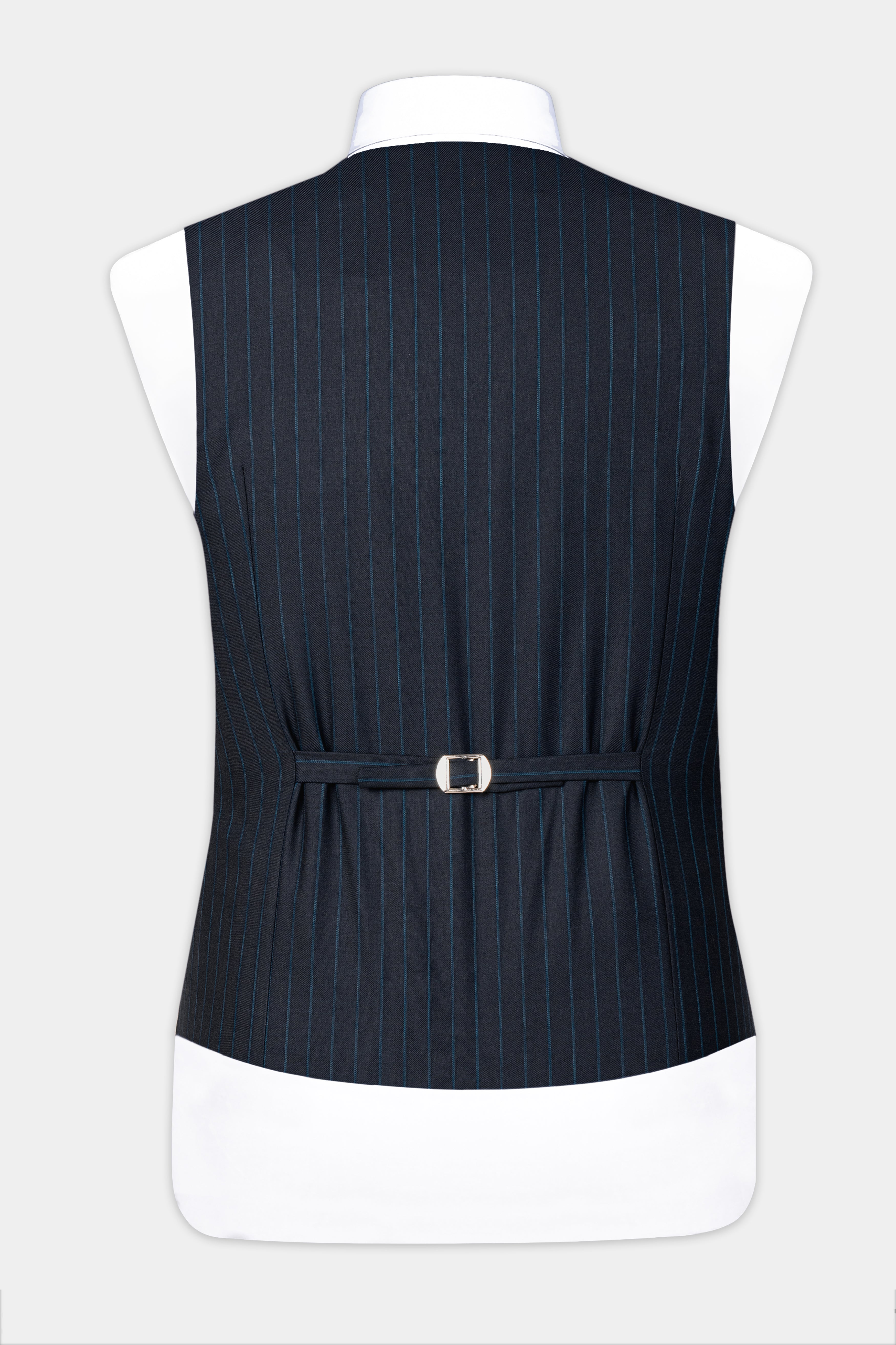 Firefly Blue Striped Wool Rich Waistcoat