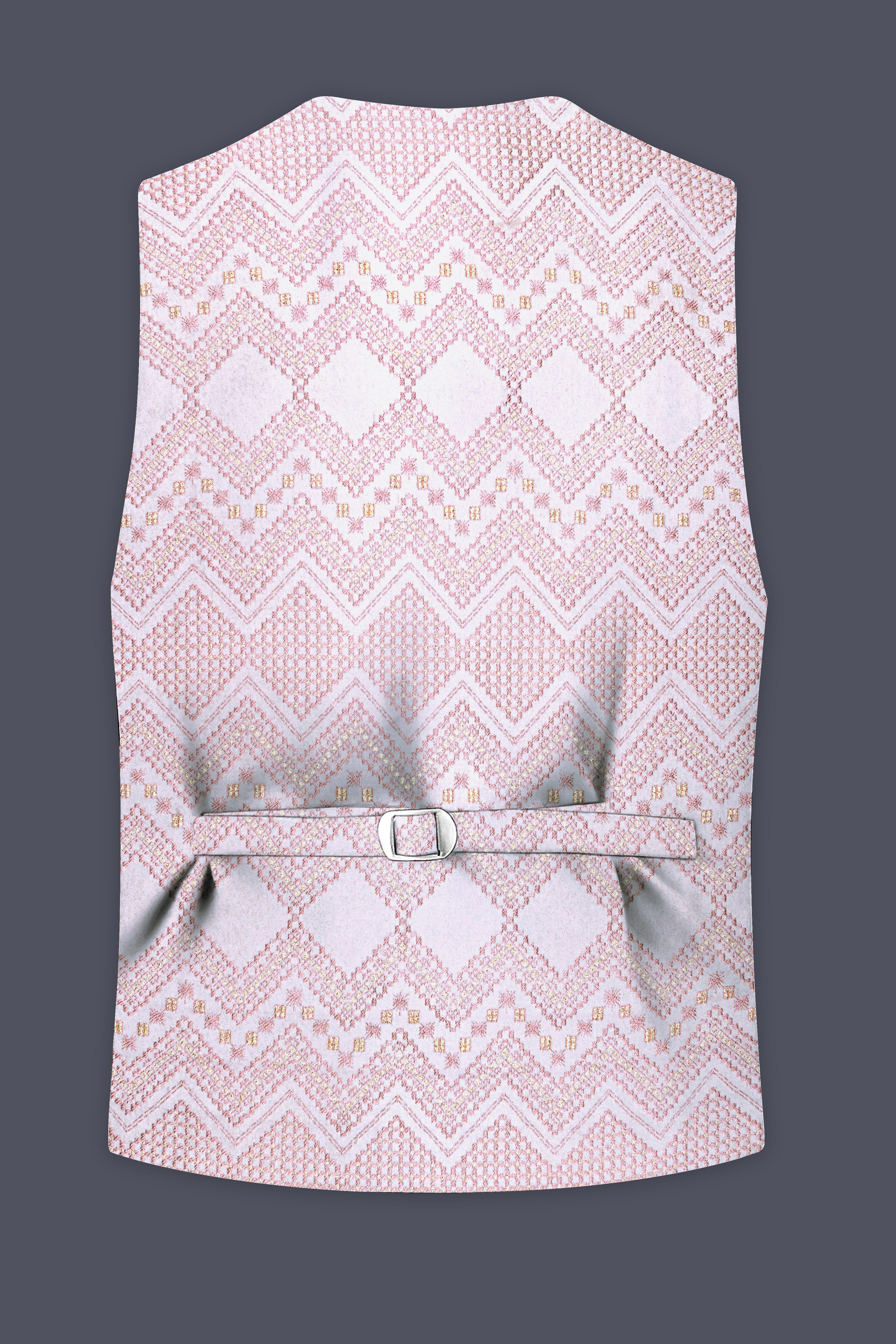 Florissa-Blossom Pink Chevron Sequin And Slik Thread Embroidered Waistcoat