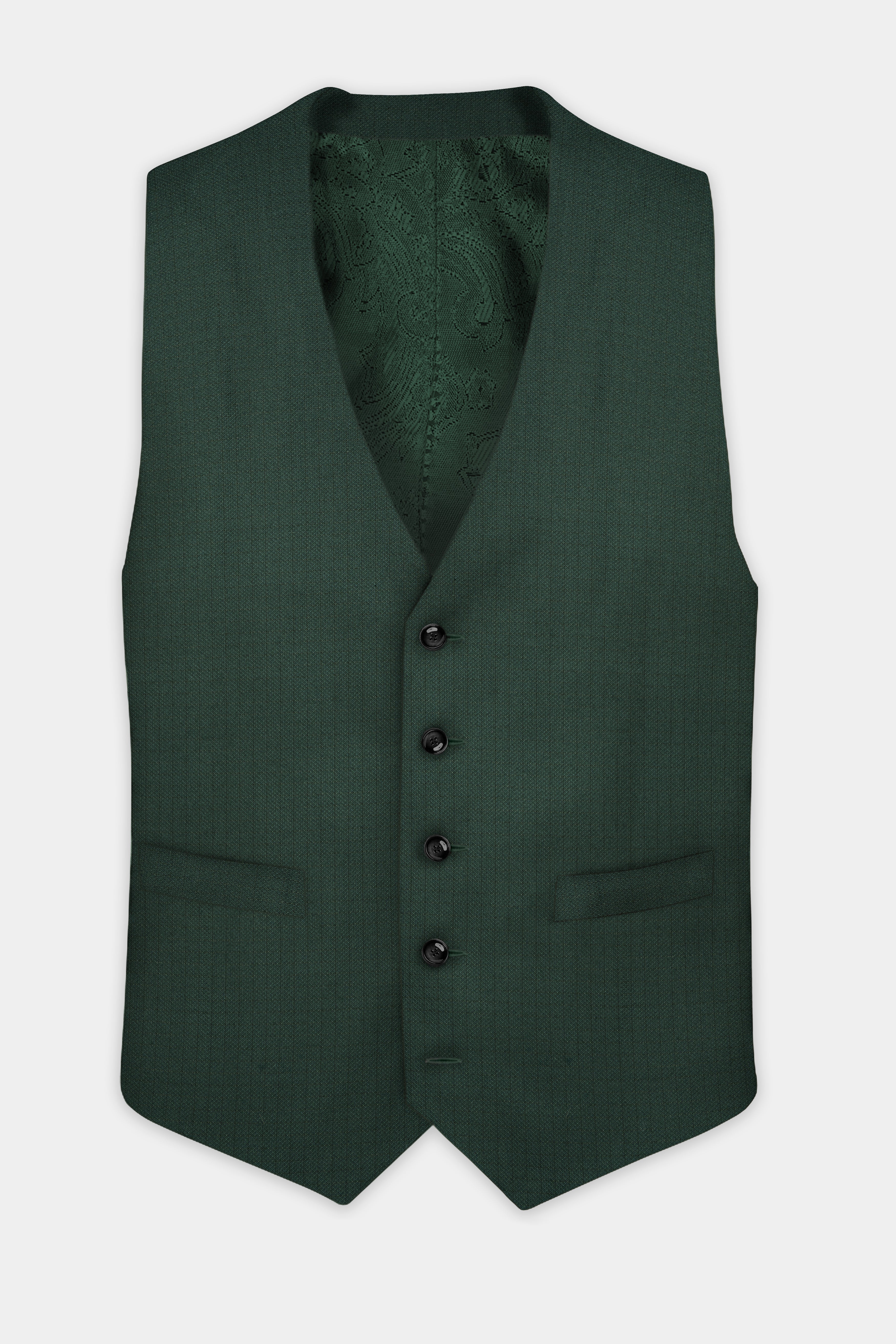 Everglade Green Plain Solid Wool Blend Waistcoat