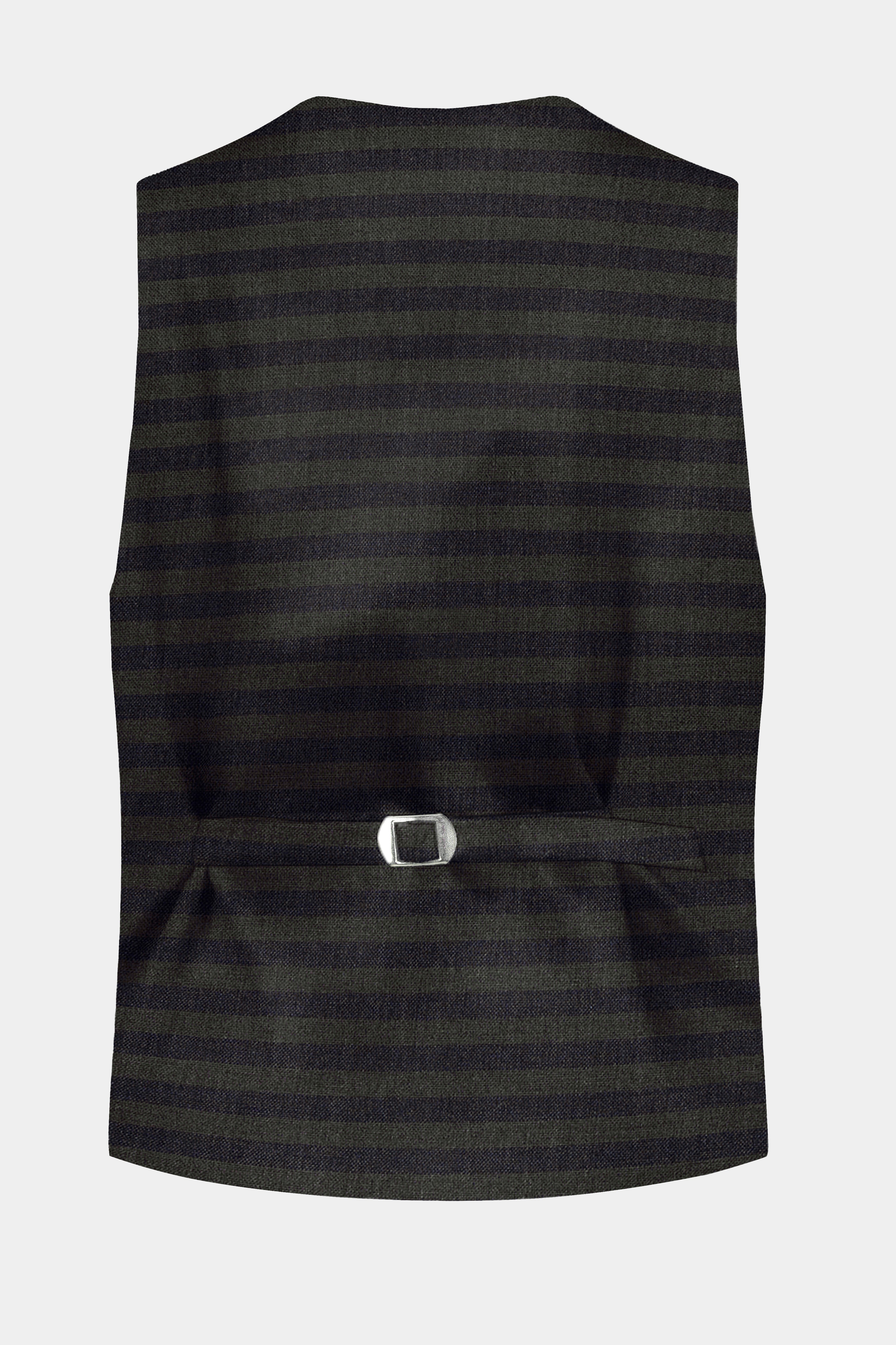 Heavy Green with Black Striped Wool Blend Waistcoat