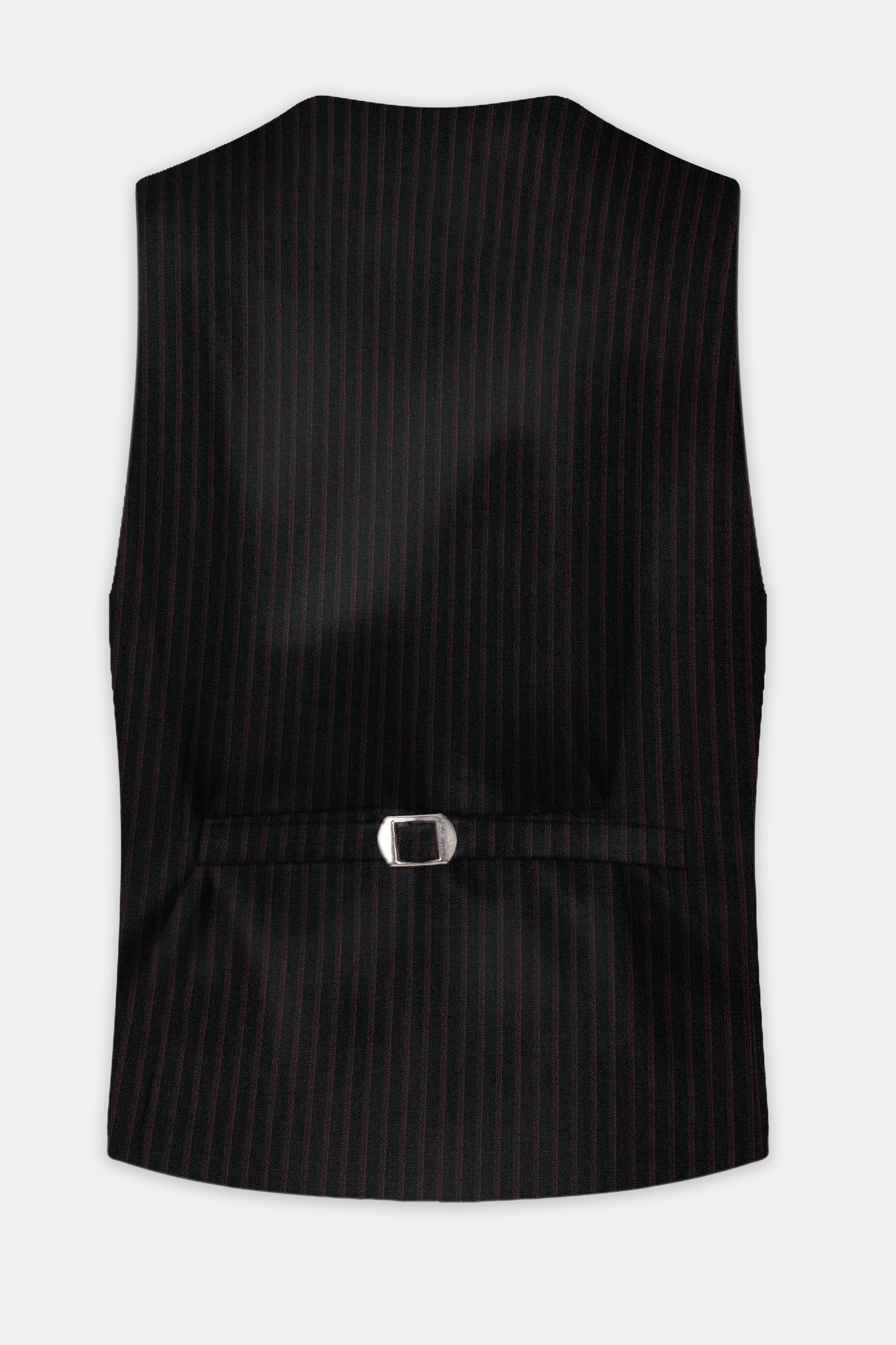 Jade Black With Iridium maroon Striped Wool Blend Waistcoat