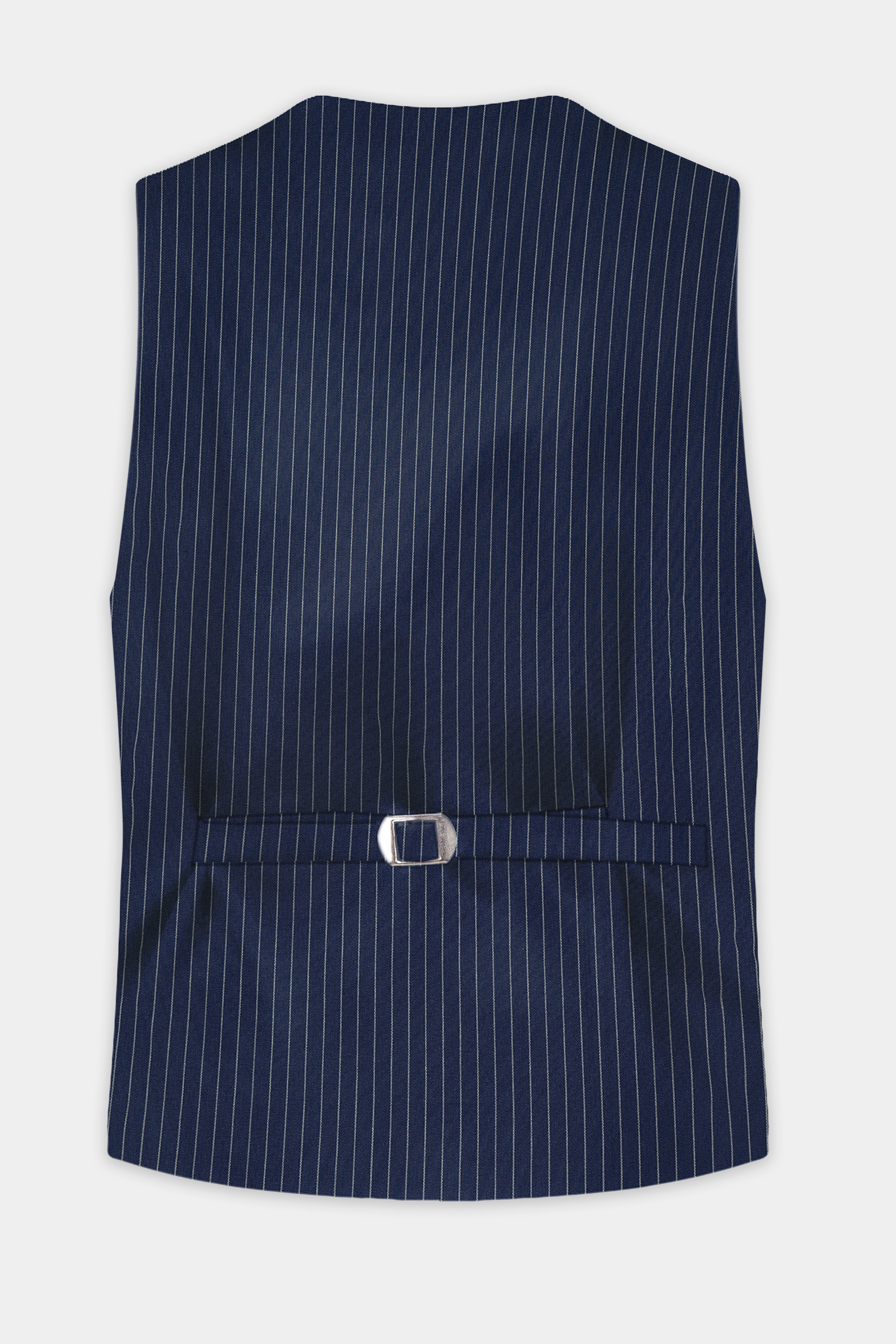 Vulcan Blue Striped Wool Blend Waistcoat