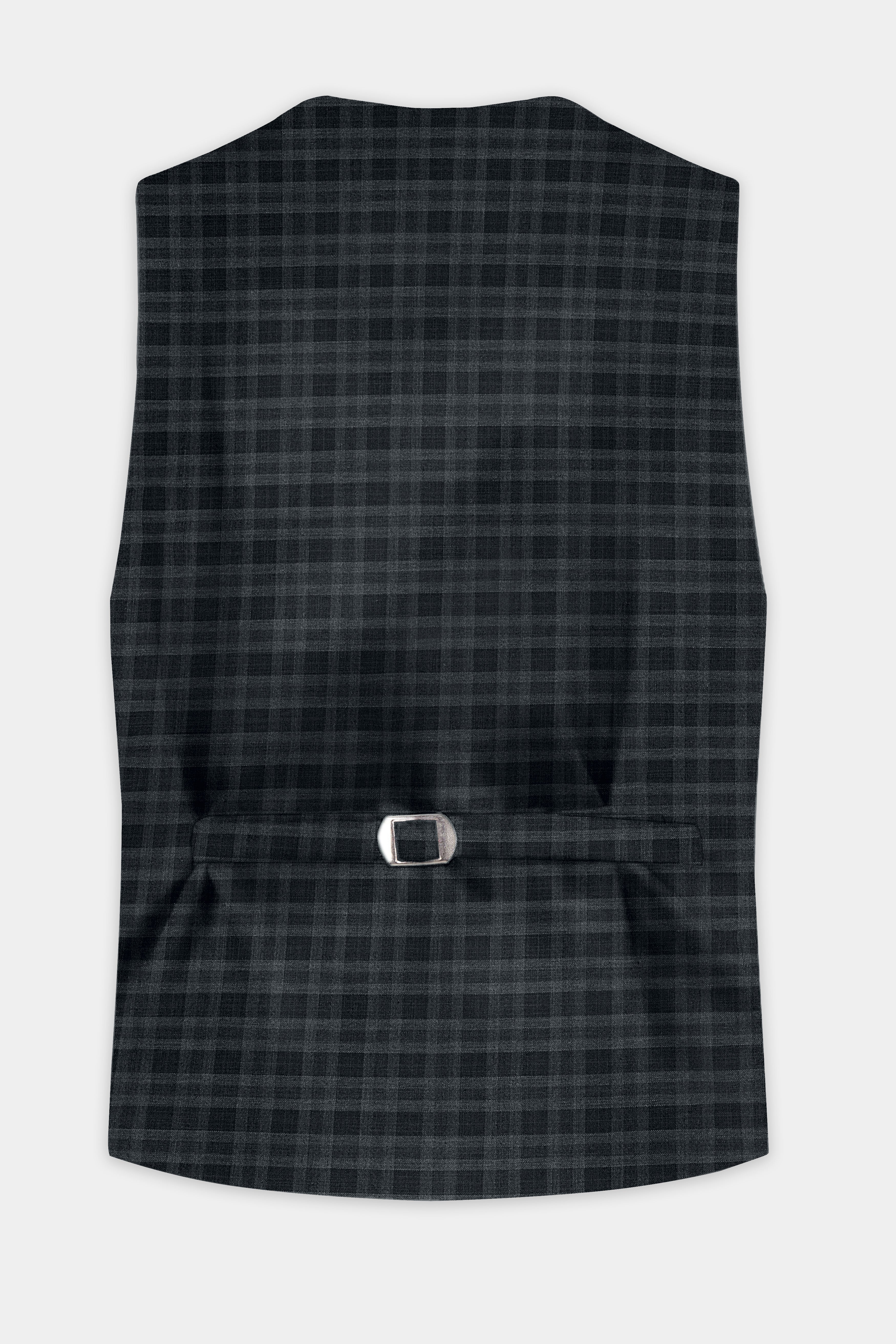 Bunker Gray With Vampire Plaid Wool Blend Waistcoat