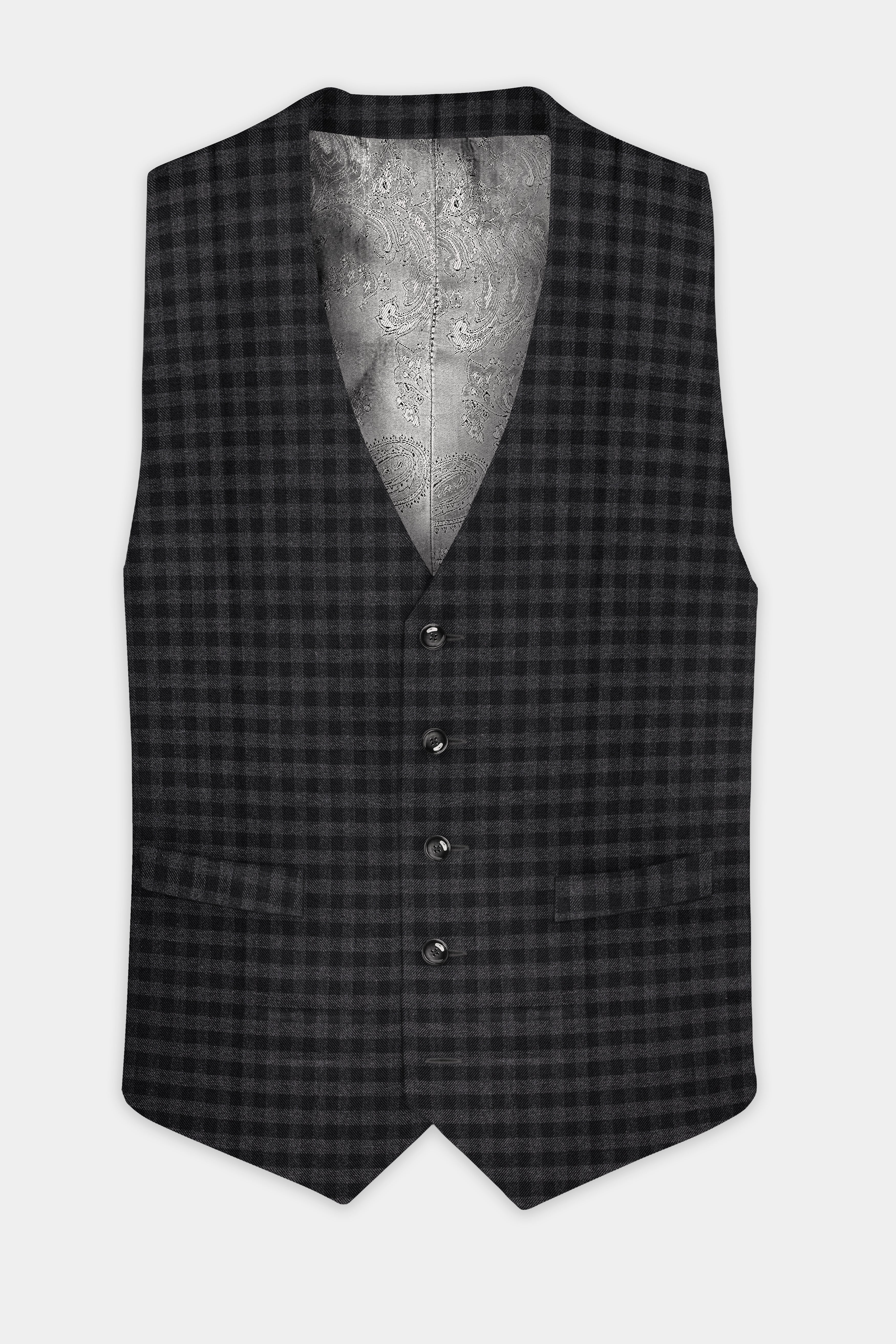 Piano Gray Plaid Tweed Waistcoat