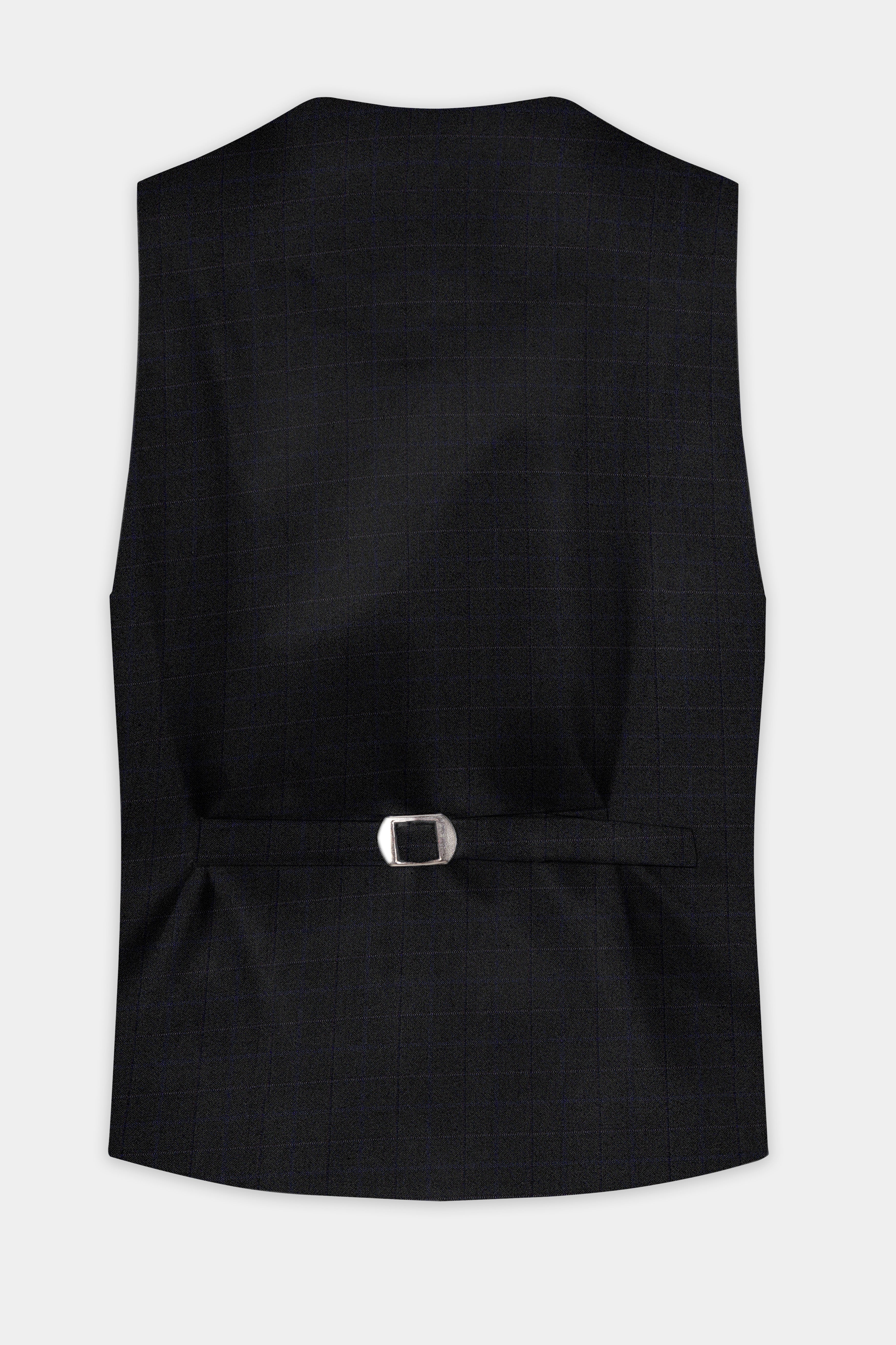 Jade Black Plaid Wool Blend Waistcoat