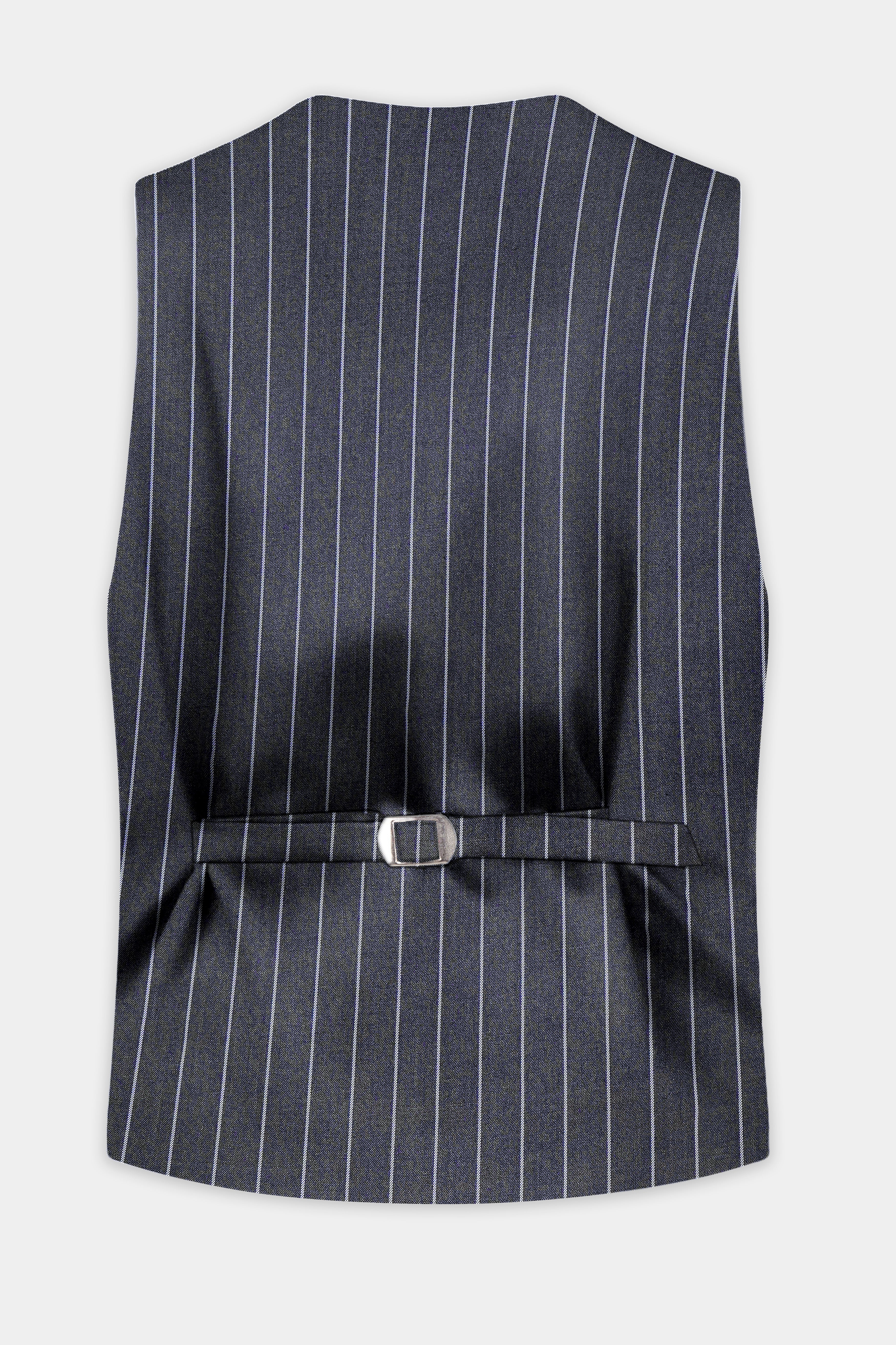 Piano Gray Striped Wool Blend Waistcoat