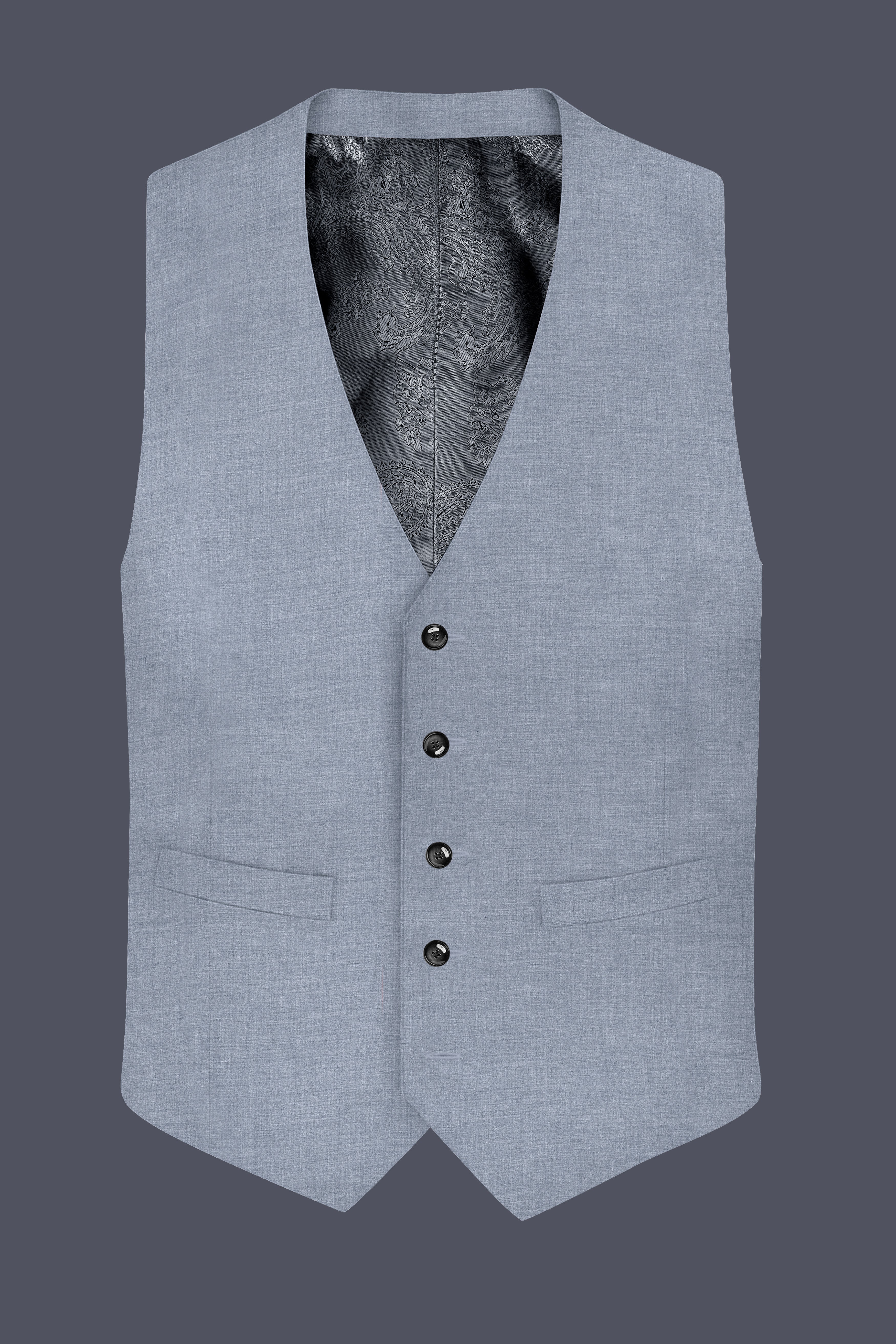Manatee Gray Textured Wool Rich Waistcoat