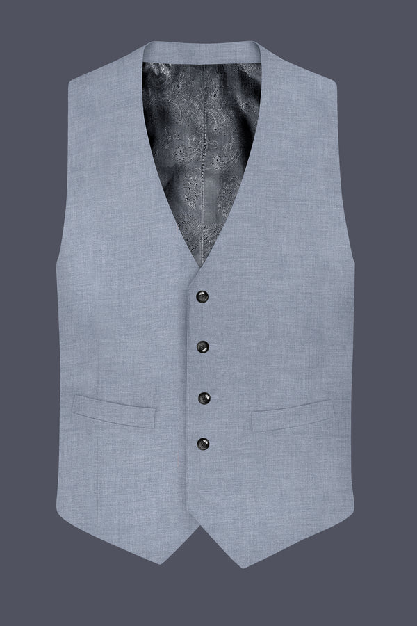 Manatee Gray Textured Wool Rich Waistcoat