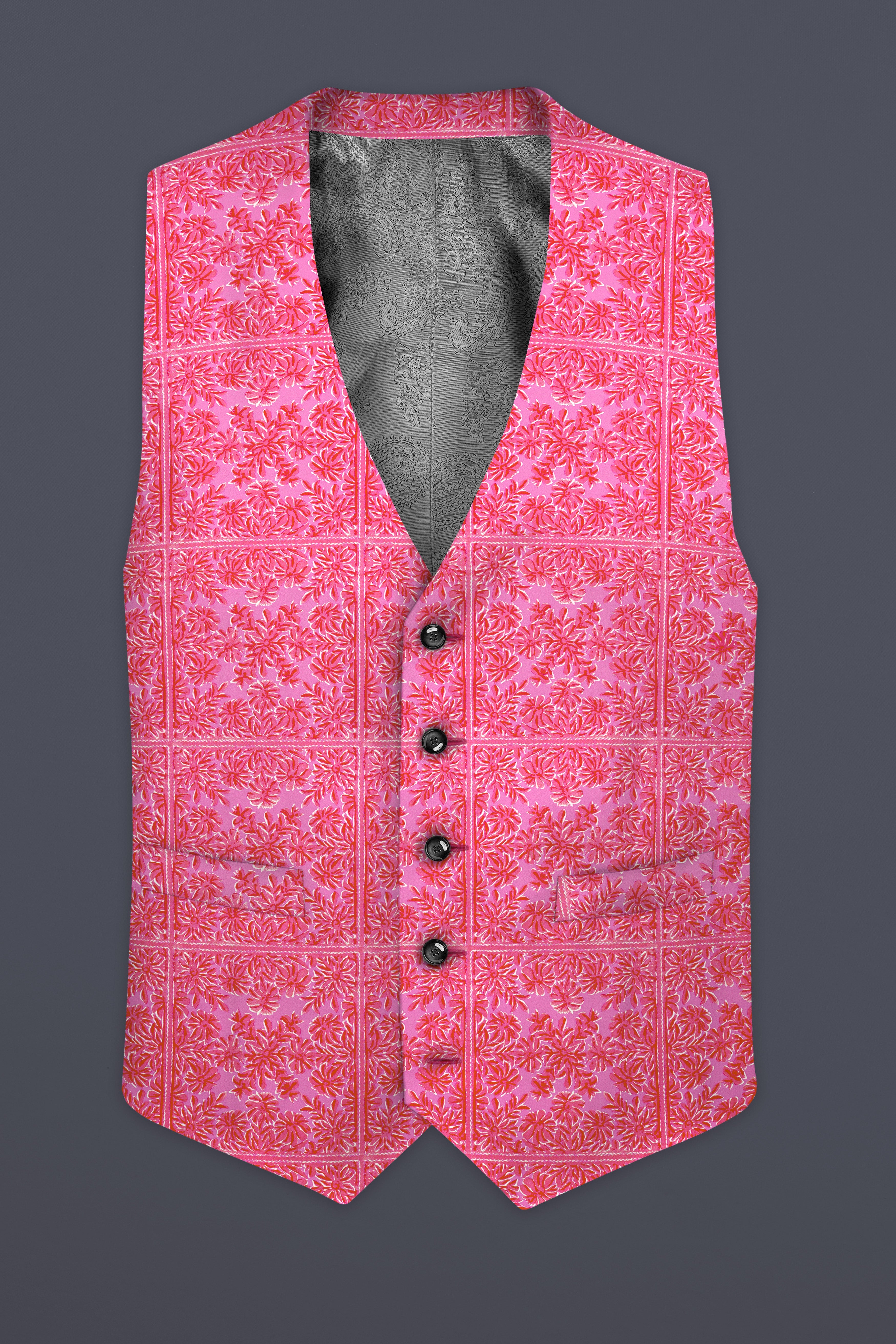 Thulian Pink Prints Cotton Waistcoat