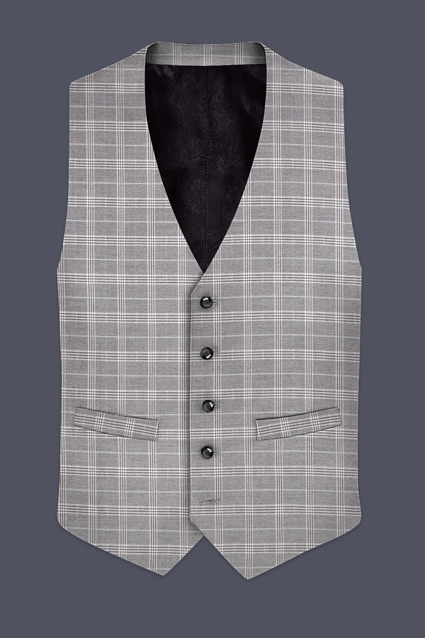 Monsoon Gray Plaid Wool Rich Waistcoat