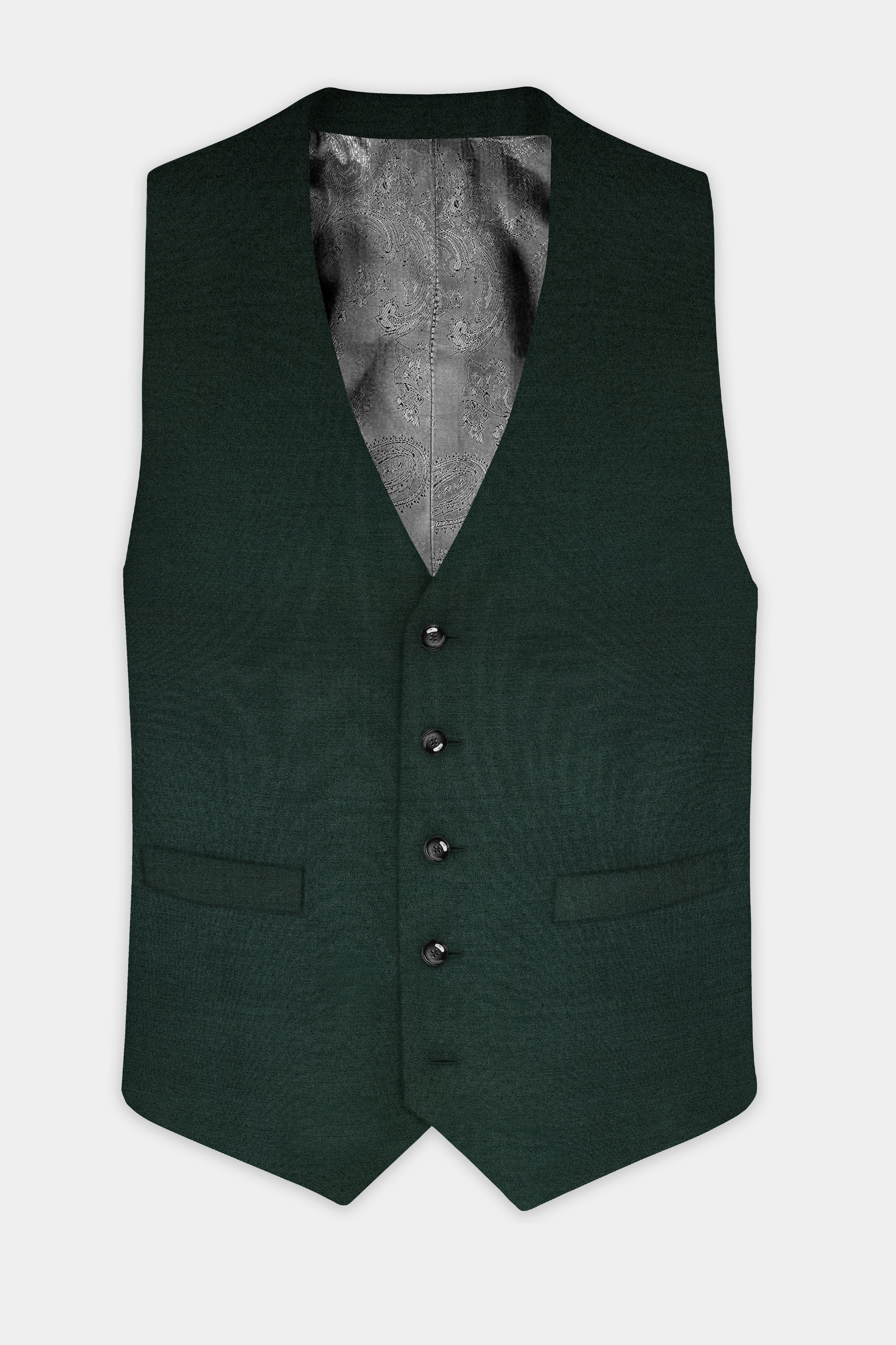 Timber Green Solid Wool Rich Waistcoat