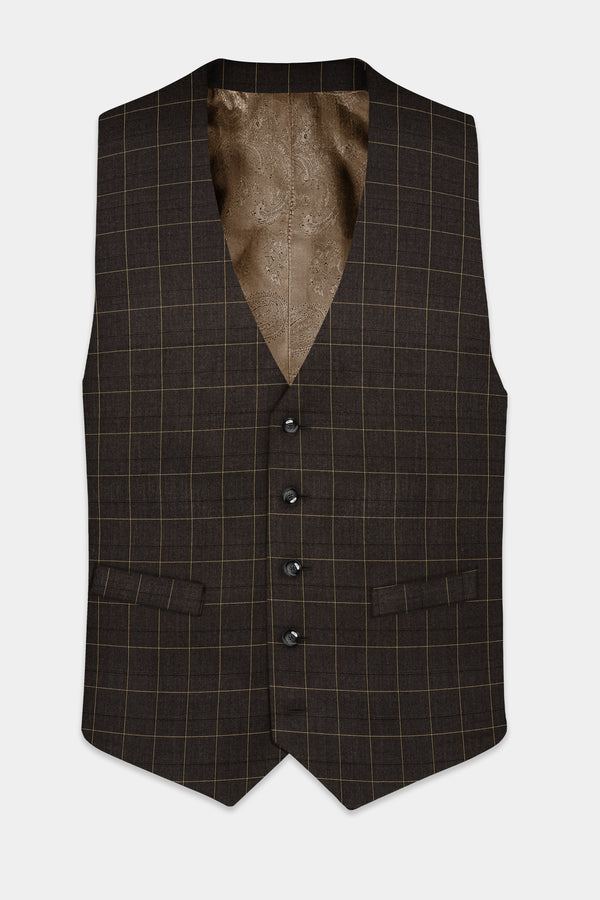 Eclipse Brown Plaid Wool Rich Waistcoat